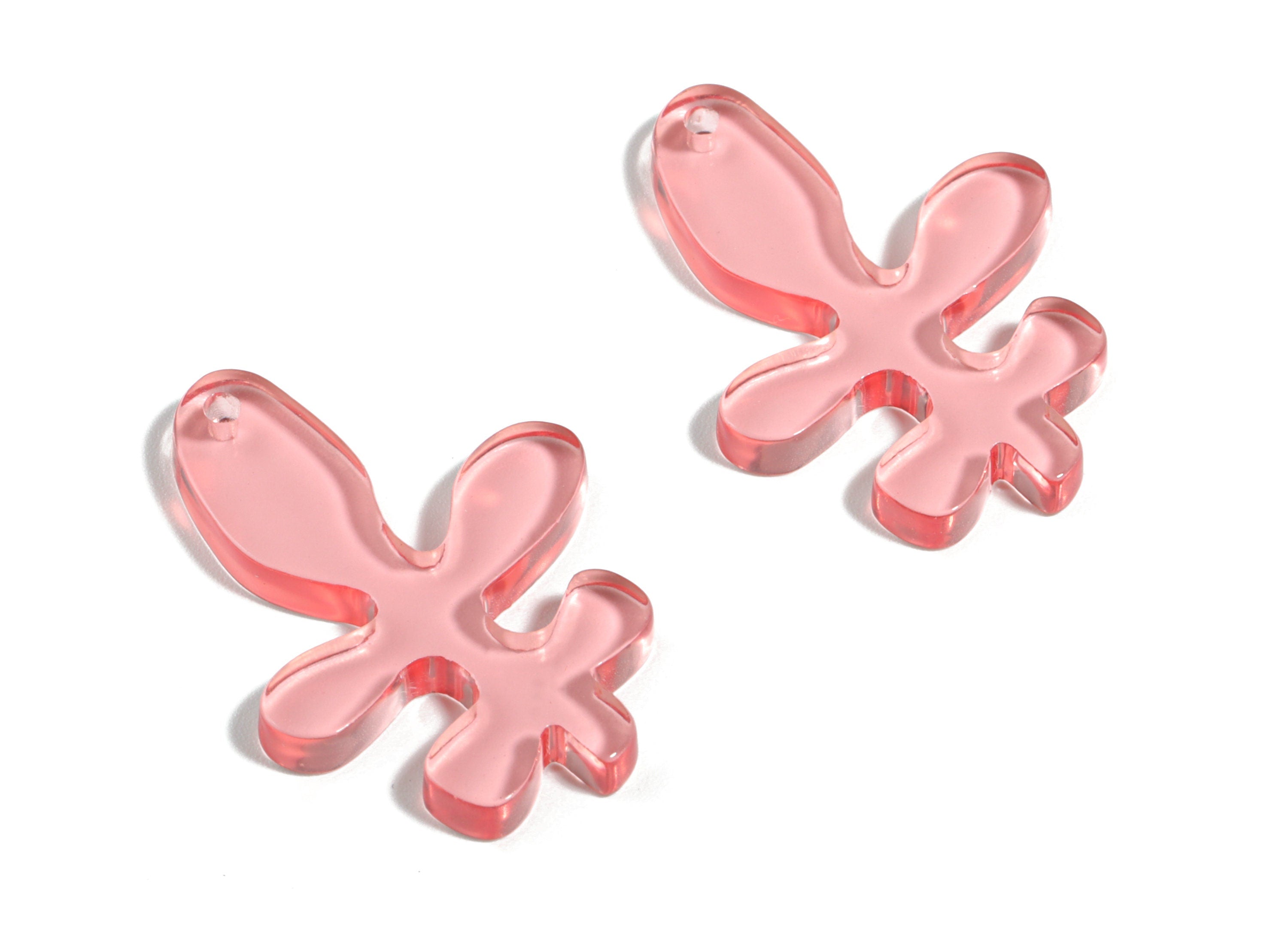 Acrylic Splash Earring Charms - Pink Splash Charm - Earring Findings - Jewelry Supplies - Color Code:A465 - 29.79x22.05x3.03mm - AC1925E - DOMEDBAZAAR