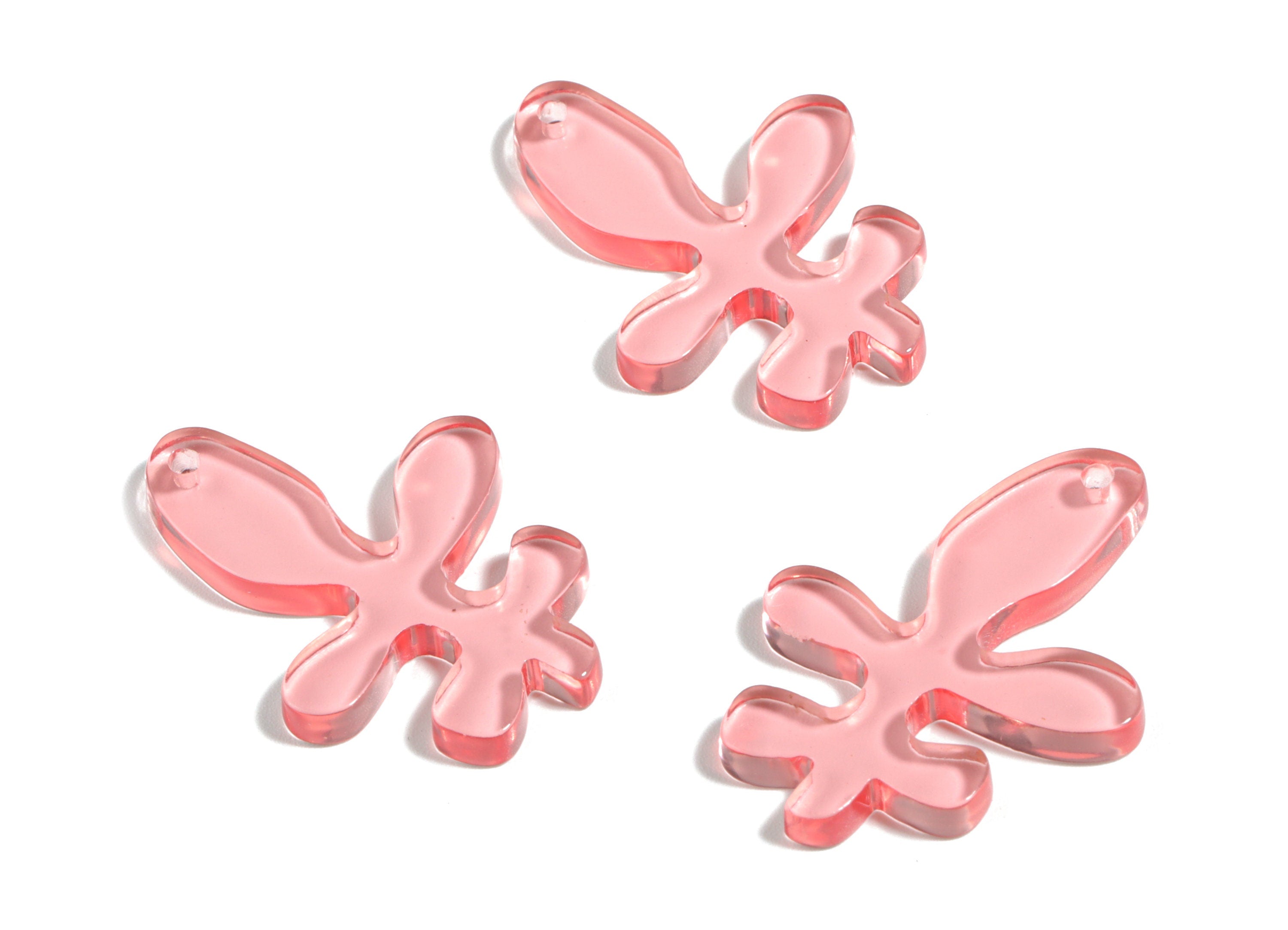 Acrylic Splash Earring Charms - Pink Splash Charm - Earring Findings - Jewelry Supplies - Color Code:A465 - 29.79x22.05x3.03mm - AC1925E - DOMEDBAZAAR