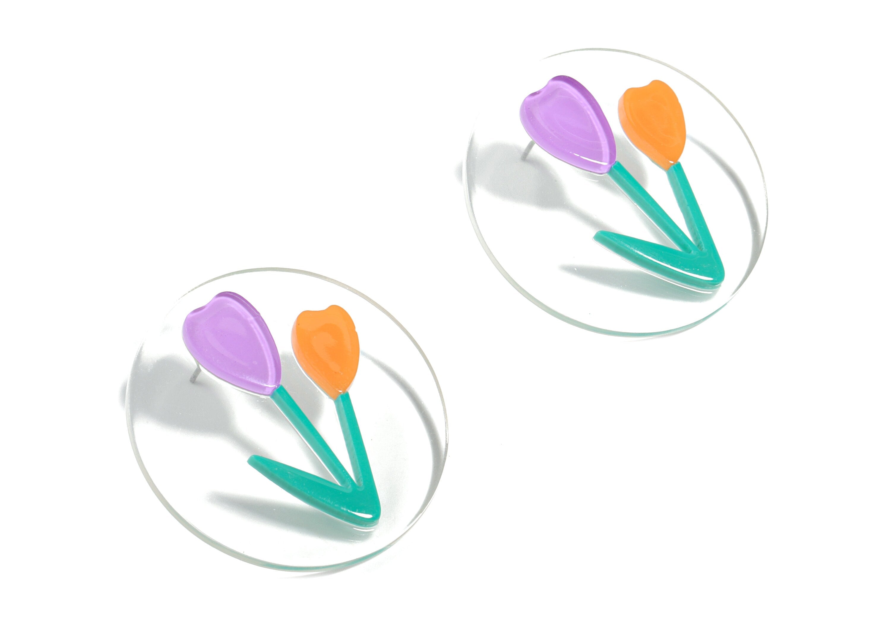 Acrylic Tulip Earring Stud - Flower Earring Post - Earring Post - Jewelry Supplies - 39.84x39.84x4.22mm - AC1903 - DOMEDBAZAAR