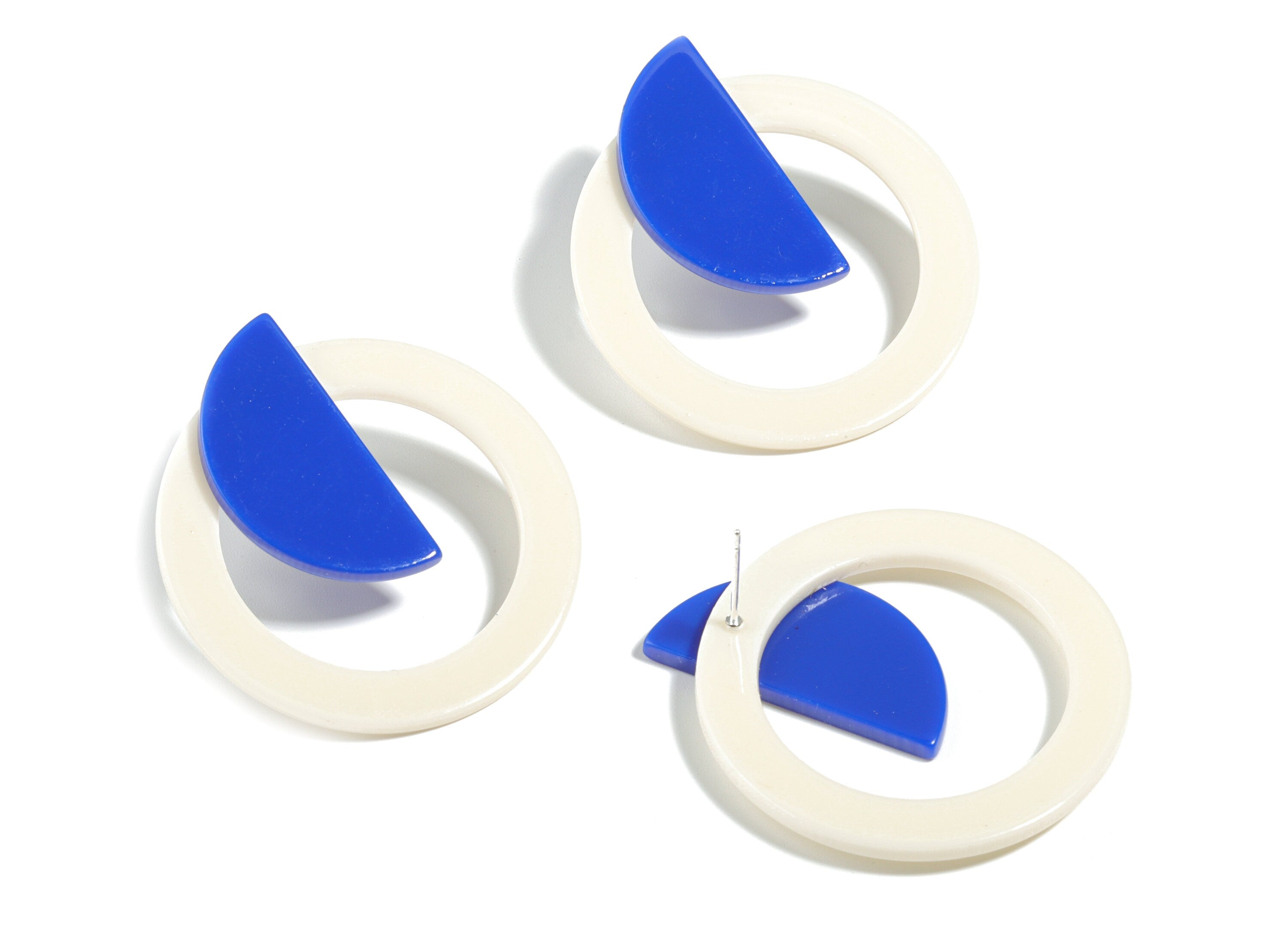 Acrylic Hoop Semicircle Earring Stud - Halfmoon Earring Post - Earring Post - Jewelry Supplies - 48.91x39.91x4.2mm - AC1905 - DOMEDBAZAAR