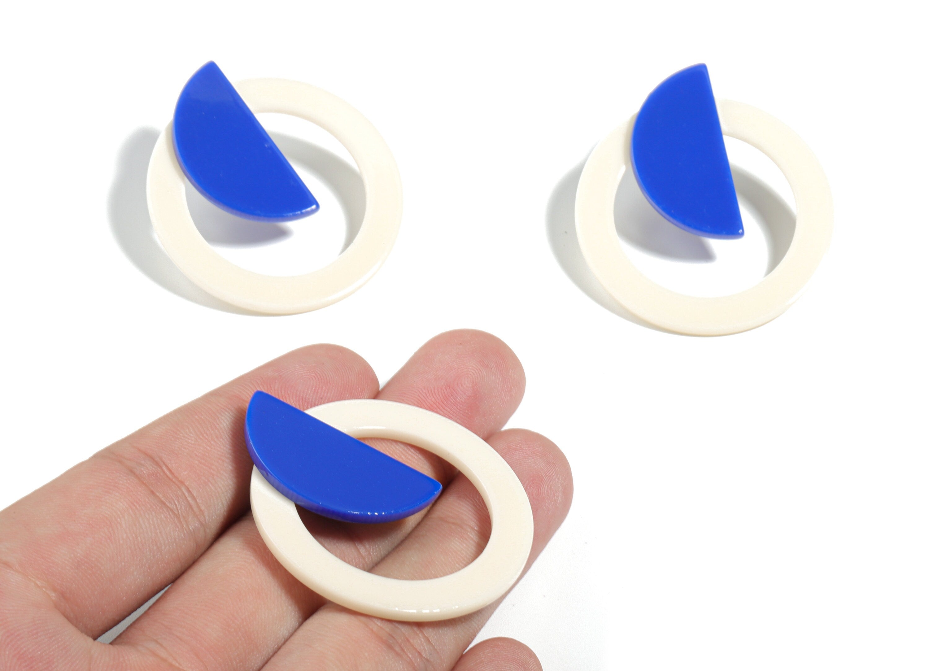 Acrylic Hoop Semicircle Earring Stud - Halfmoon Earring Post - Earring Post - Jewelry Supplies - 48.91x39.91x4.2mm - AC1905 - DOMEDBAZAAR