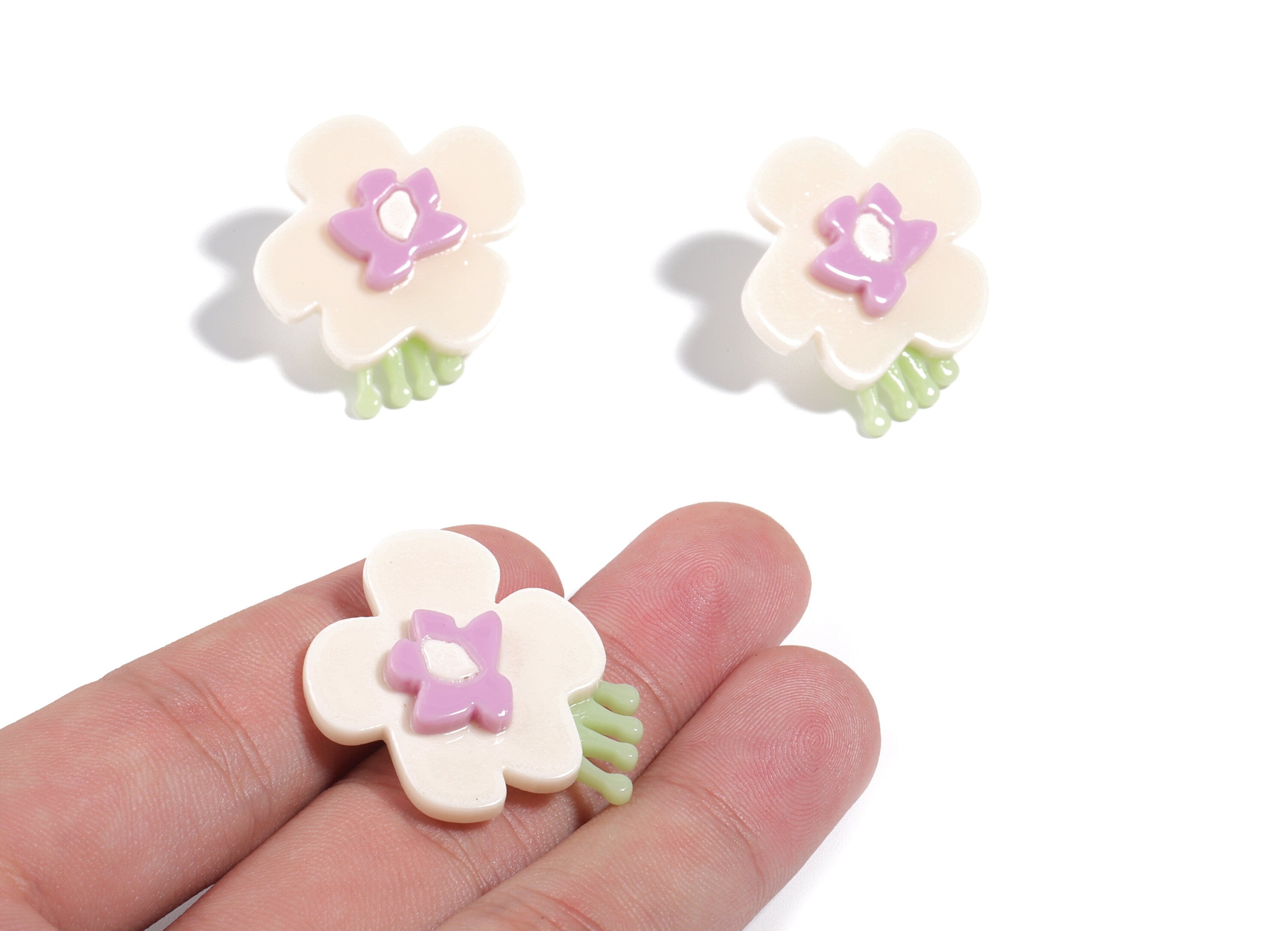 Acrylic Flower Earring Stud - Flower Earring Post - Earring Post - Jewelry Supplies - 30.21x25.26x6.66mm - AC1907 - DOMEDBAZAAR