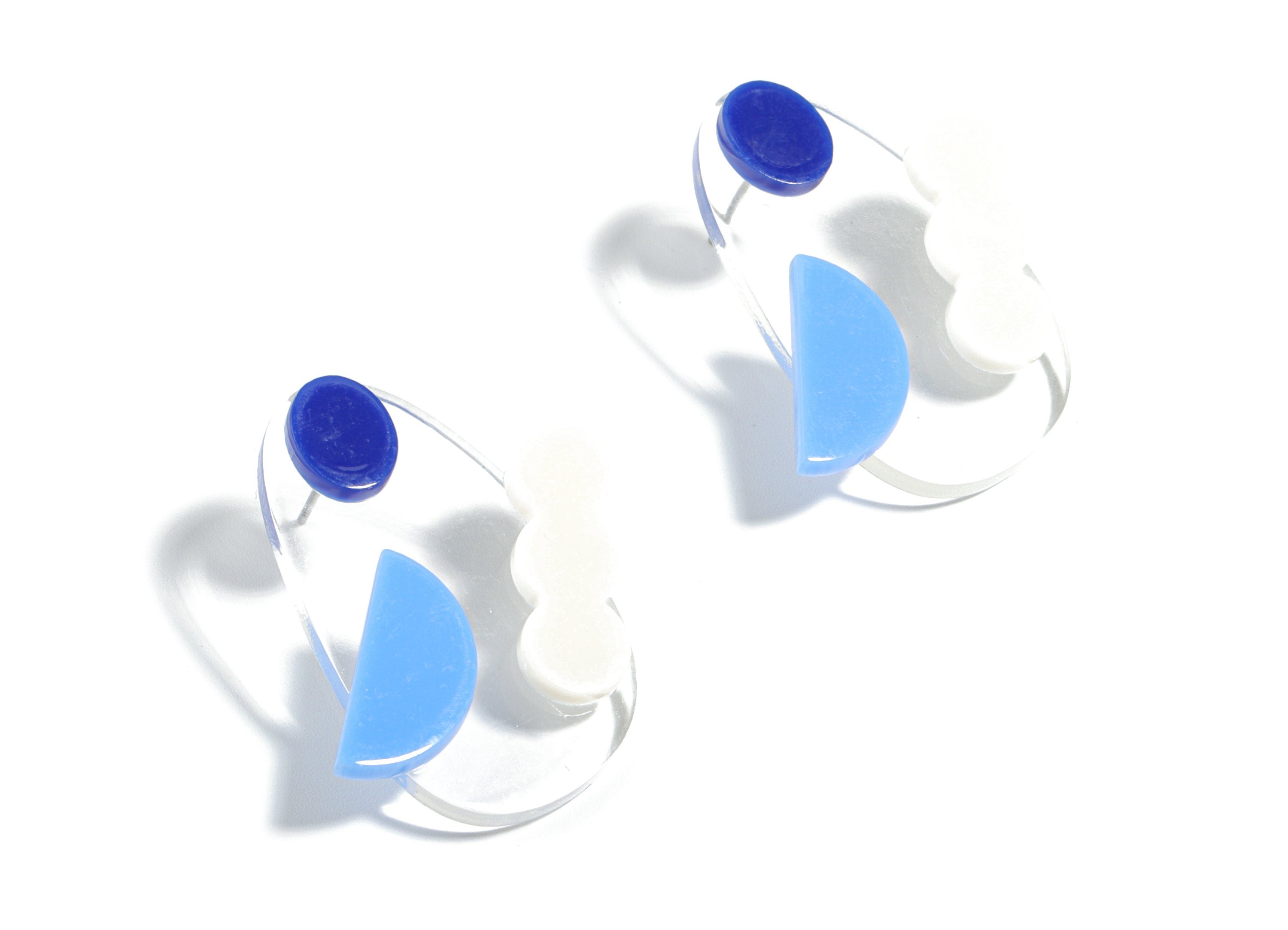 Acrylic Geometric Earring Stud - Semi circle Earring Post - Earring Post - Jewelry Supplies - 35.93x23.25x5.01mm - AC1913 - DOMEDBAZAAR