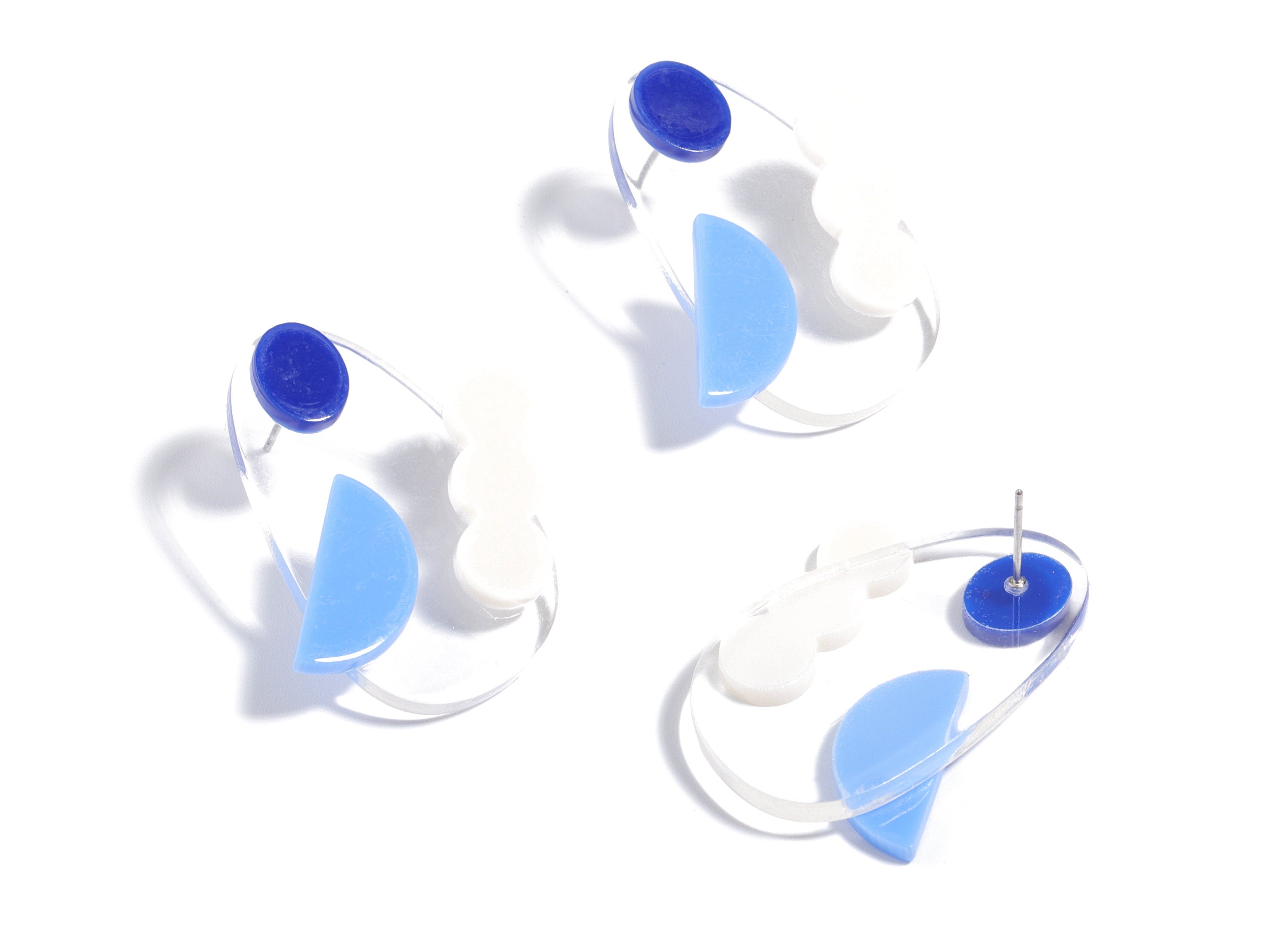 Acrylic Geometric Earring Stud - Semi circle Earring Post - Earring Post - Jewelry Supplies - 35.93x23.25x5.01mm - AC1913 - DOMEDBAZAAR