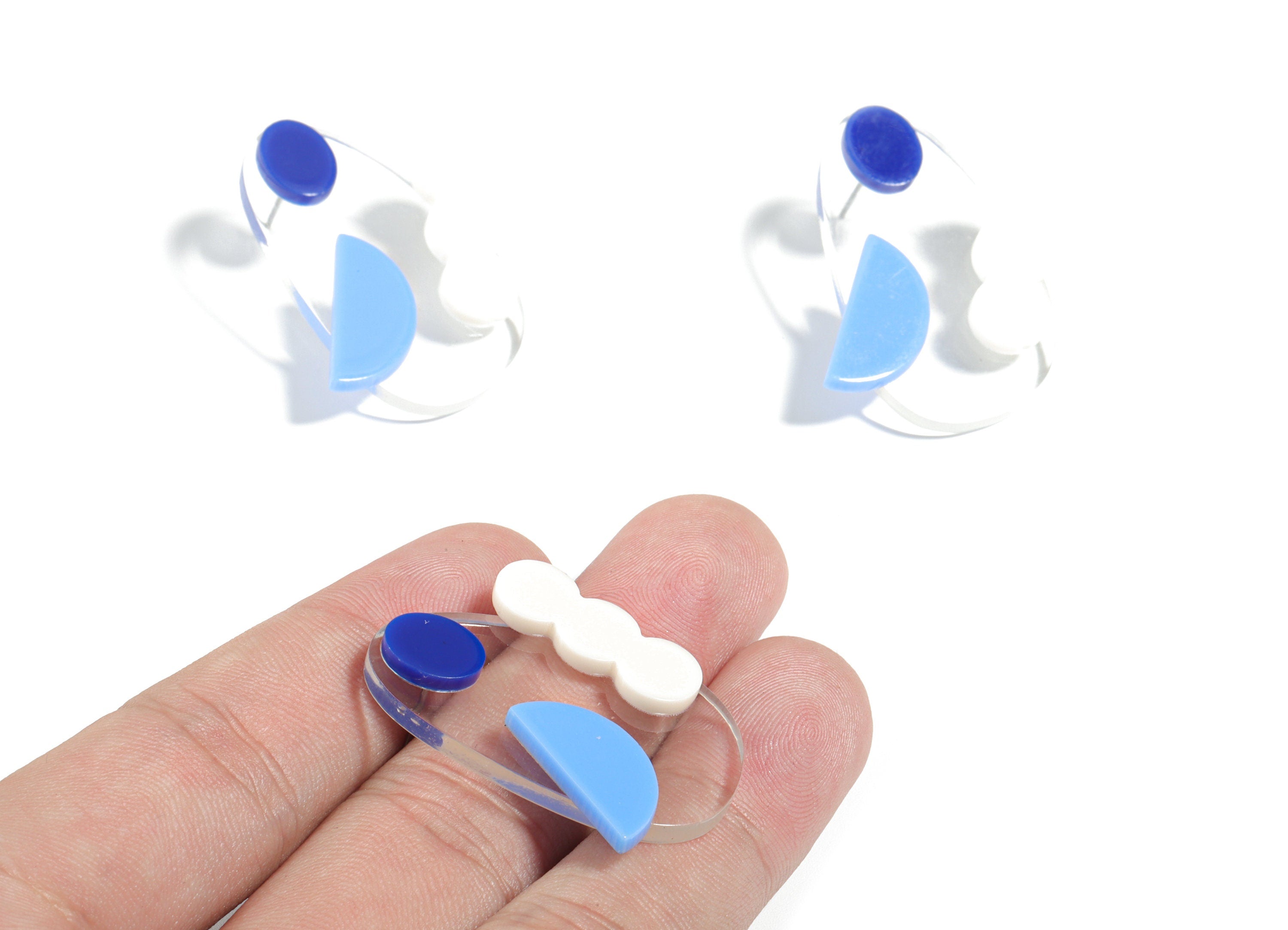 Acrylic Geometric Earring Stud - Semi circle Earring Post - Earring Post - Jewelry Supplies - 35.93x23.25x5.01mm - AC1913 - DOMEDBAZAAR