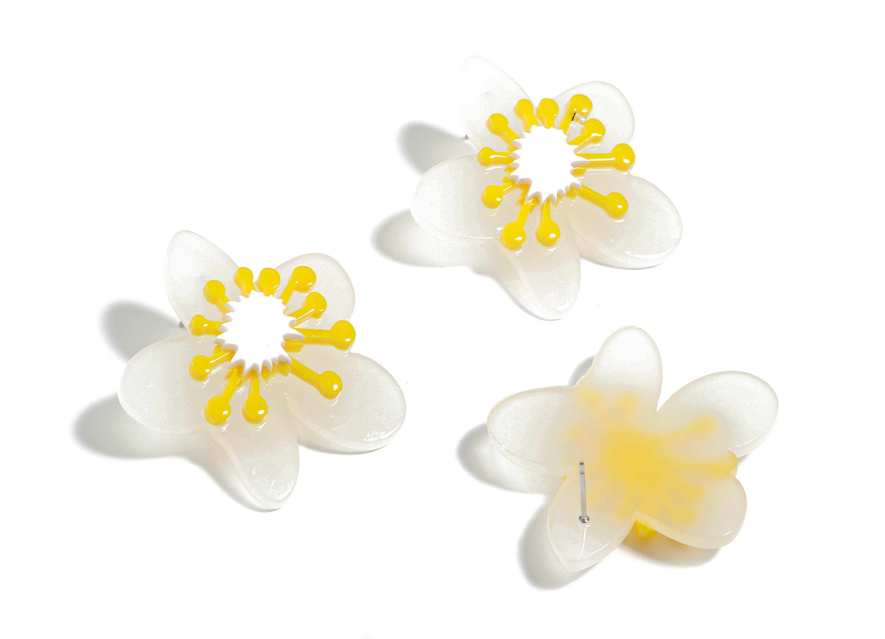 Acrylic Lotus Clear Earring Stud - Flower Earring Post - Earring Post - Jewelry Supplies - 41.47x36.92x7.22mm - AC1917 - DOMEDBAZAAR