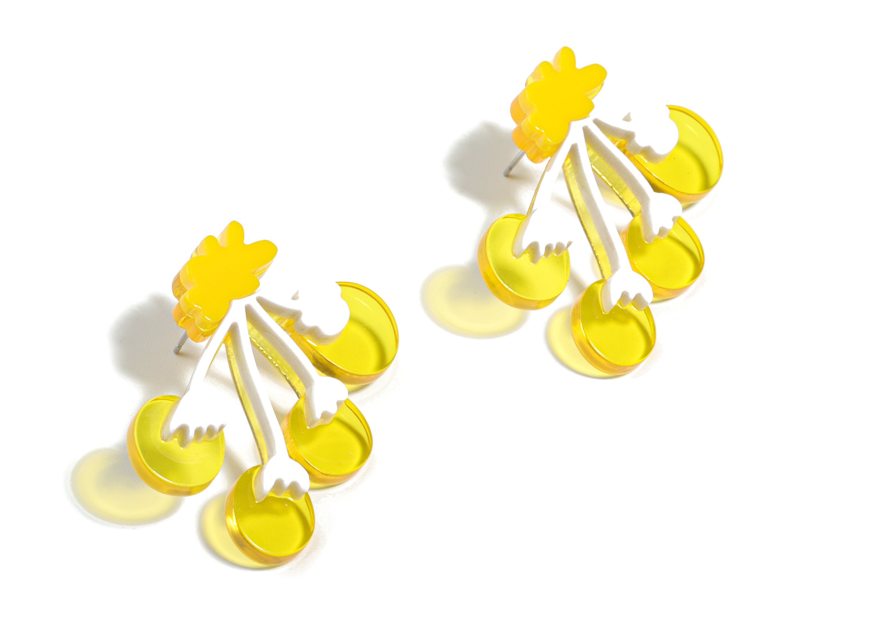 Acrylic Balloon Earring Stud - Yellow Ballon Earring Post - Earring Post - Jewelry Supplies - 41.68x27.89x5.15mm - AC1918 - DOMEDBAZAAR