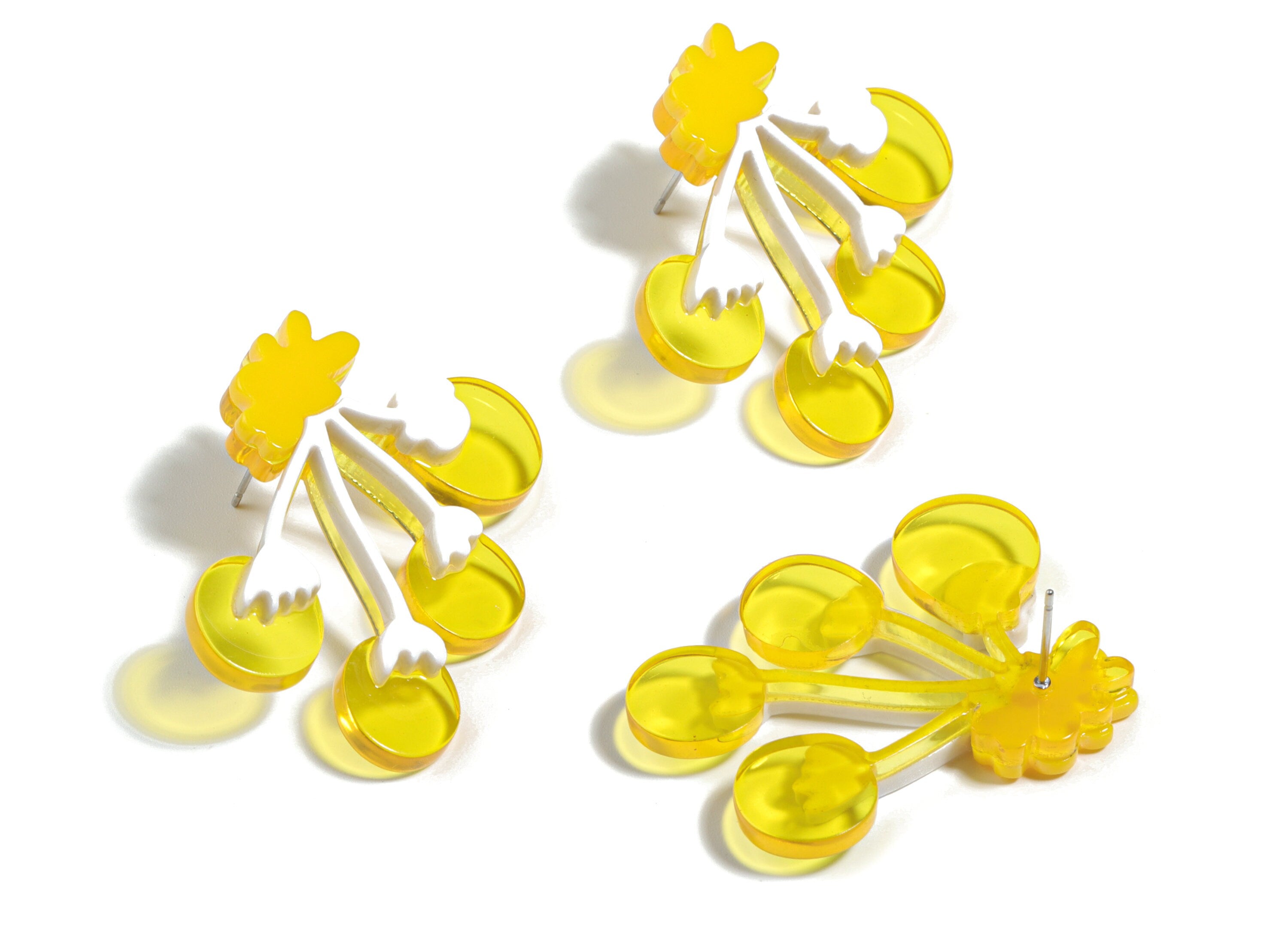 Acrylic Balloon Earring Stud - Yellow Ballon Earring Post - Earring Post - Jewelry Supplies - 41.68x27.89x5.15mm - AC1918 - DOMEDBAZAAR