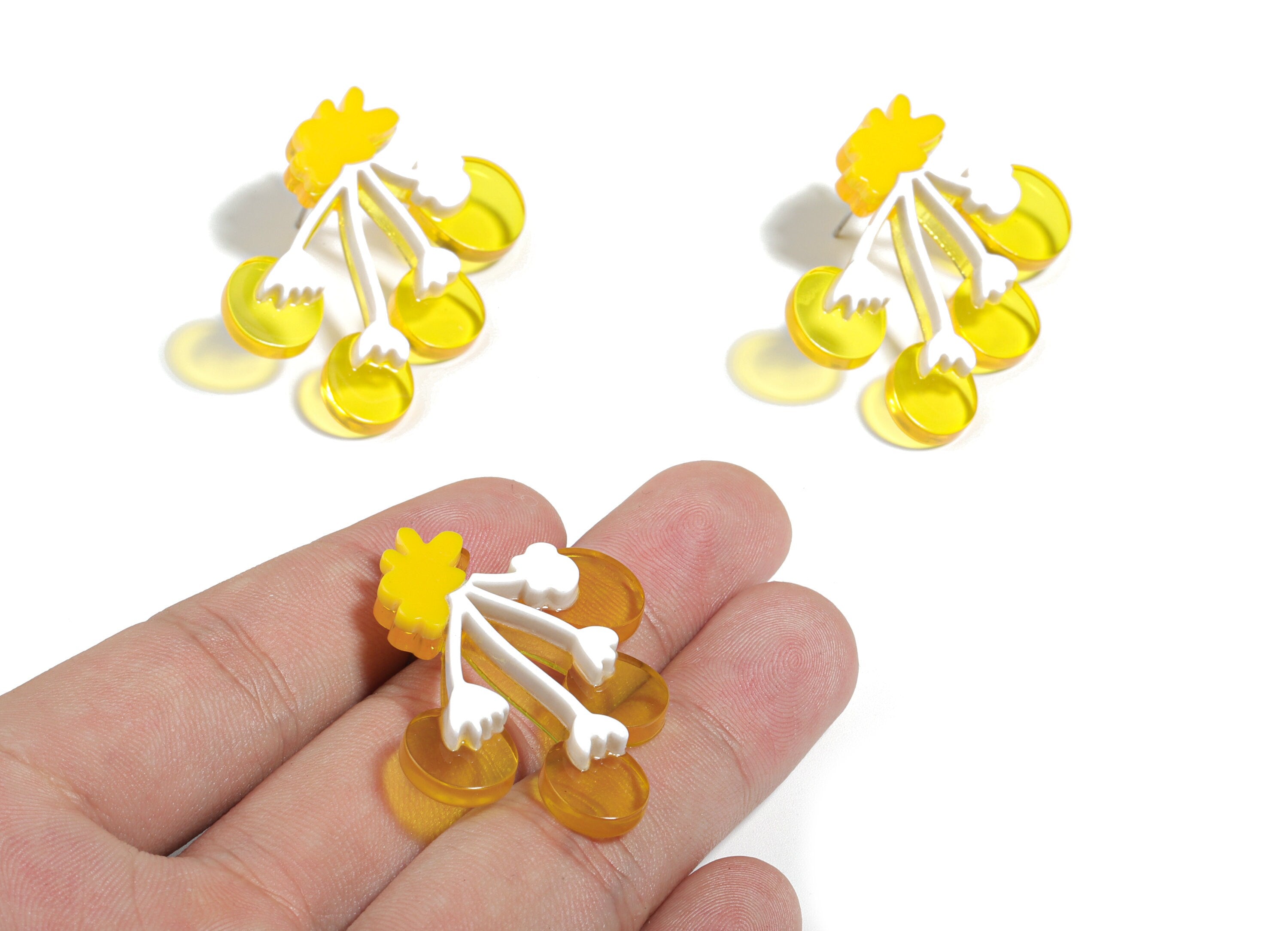 Acrylic Balloon Earring Stud - Yellow Ballon Earring Post - Earring Post - Jewelry Supplies - 41.68x27.89x5.15mm - AC1918 - DOMEDBAZAAR
