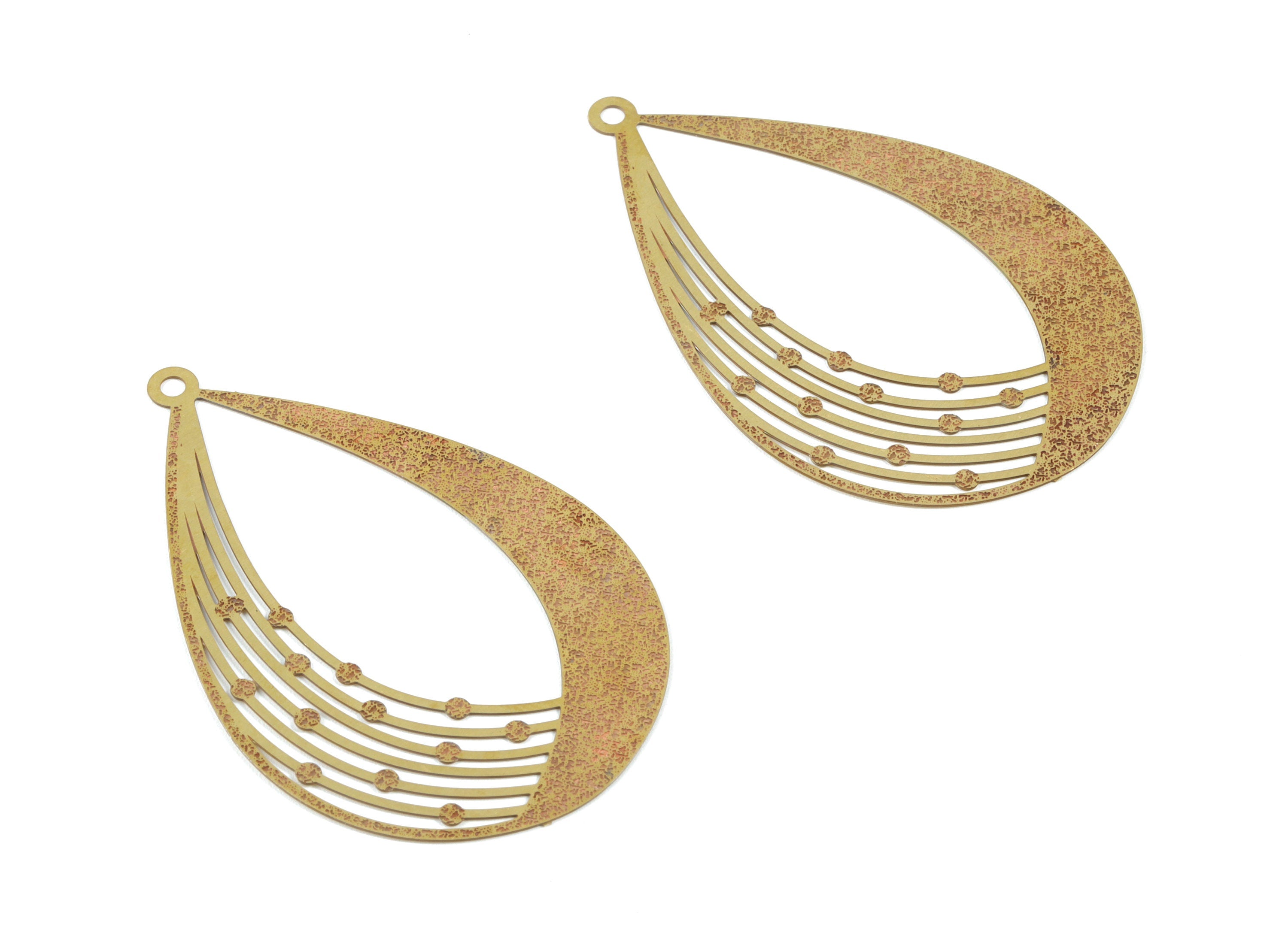 Raw Brass Marquise Shaped Earring Charms - Hallow Out Earring Charms - Earring Findings - Jewelry Supplies - 47.4x30.7x0.3mm- JJB3760 - DOMEDBAZAAR