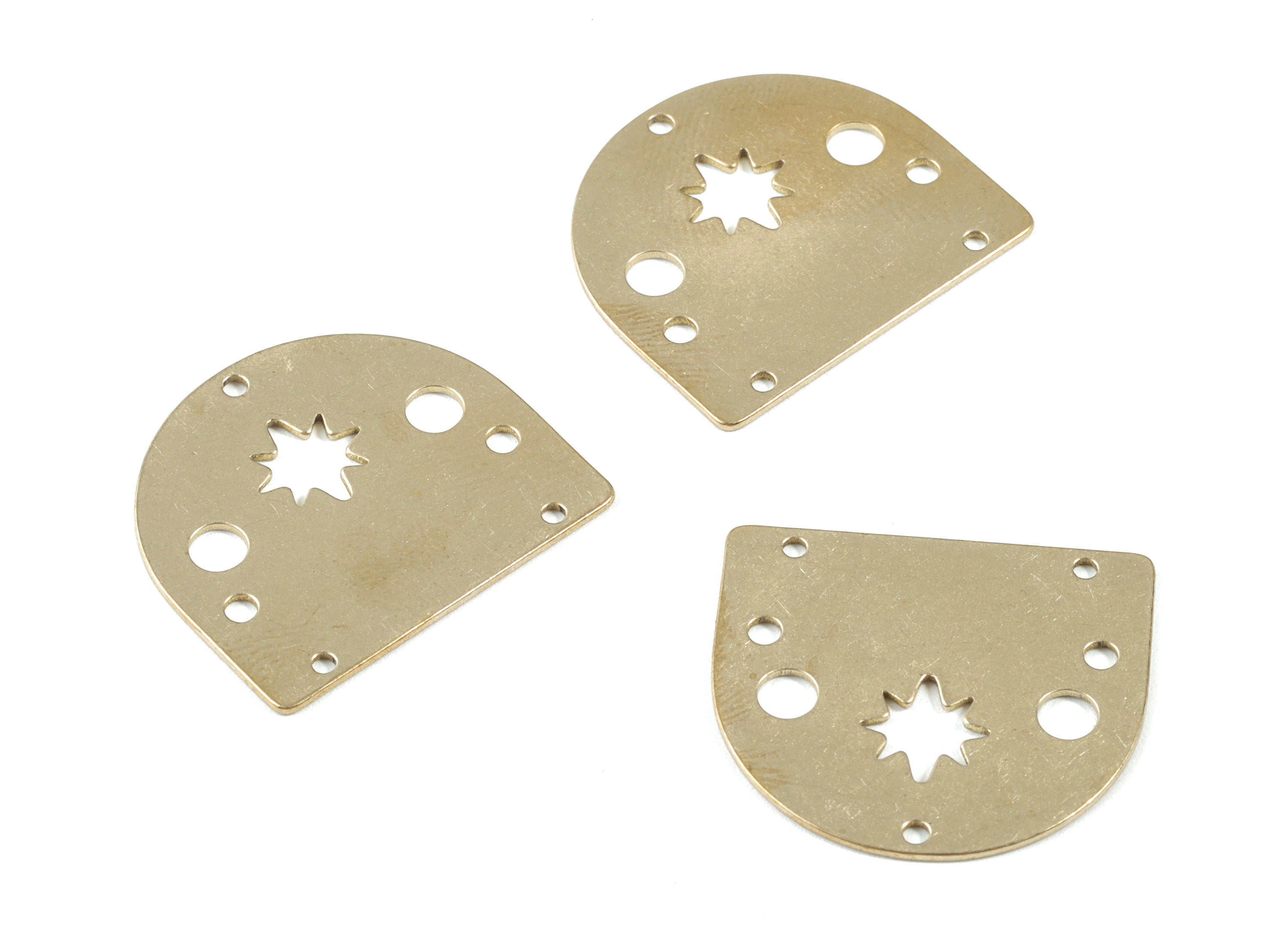 Brass D Earring Connector - Raw Brass Stars Half Moon Charms - 3 Holes - Earrings Finding - Jewelry Supplies - 24.94x22.34x0.75mm - PPM1923 - DOMEDBAZAAR