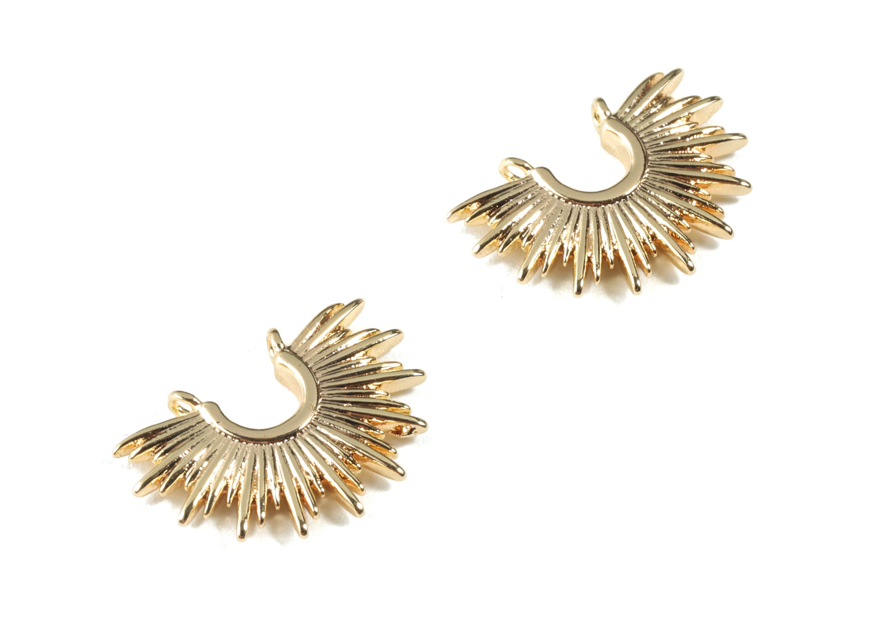 Brass Half Moon Earring Connector - Gold Half Moon Necklace Connector Charms - 18K Real Gold Plated Brass - 15.89x11.08x1.83mm - RGP2654 - DOMEDBAZAAR