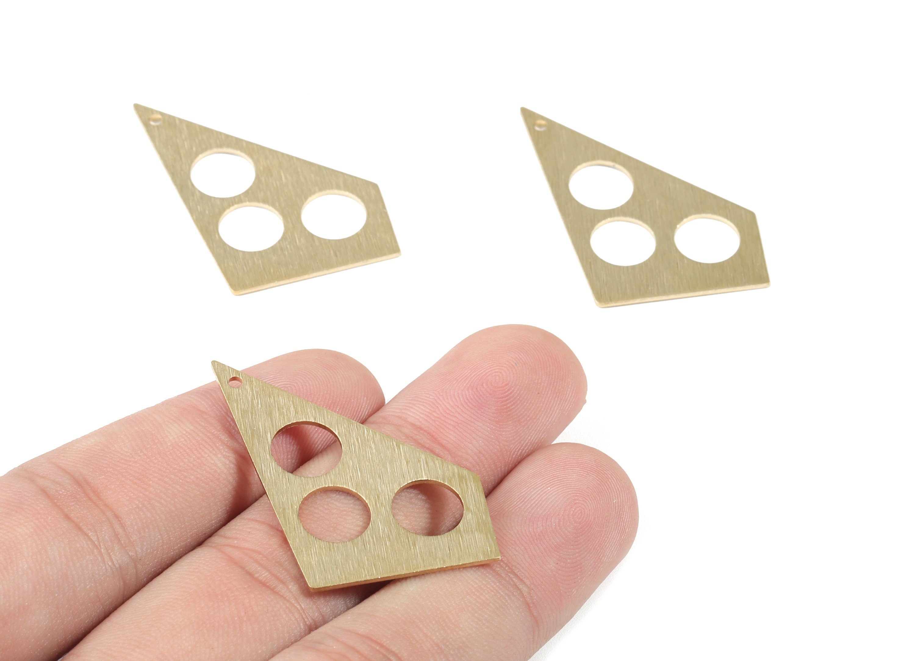 Brass Textured Geometrics Earring Charms - Raw Brass Triangle Charm - Rounds Earring - Jewelry Supplies - 41.41x25.09x0.93mm - PP3558 - DOMEDBAZAAR
