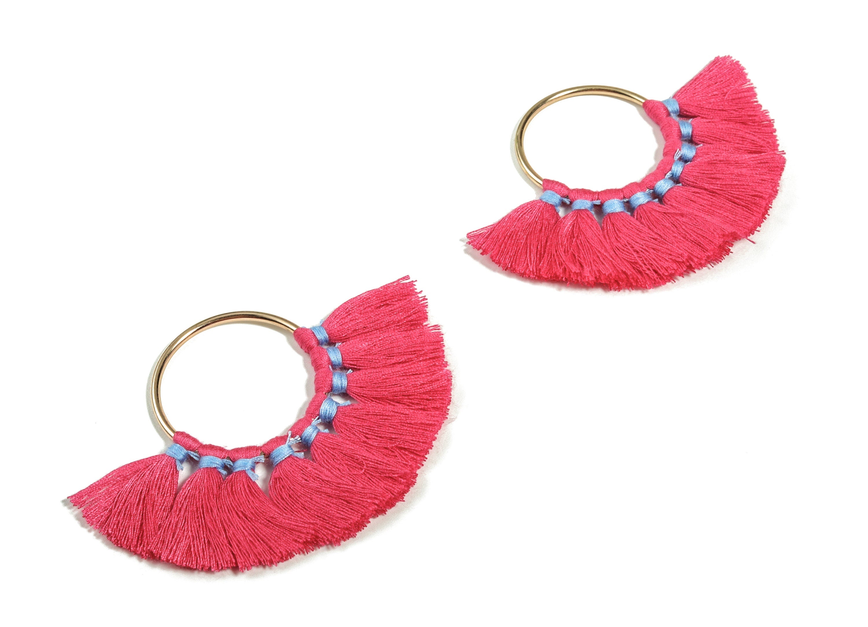 Fan Tassel Earring Charms With Ring - Tassel Earring Pendant - Fan Ring Earrings - Earring Accessories - 55.63x35.45x3.17mm - TS1150D - DOMEDBAZAAR