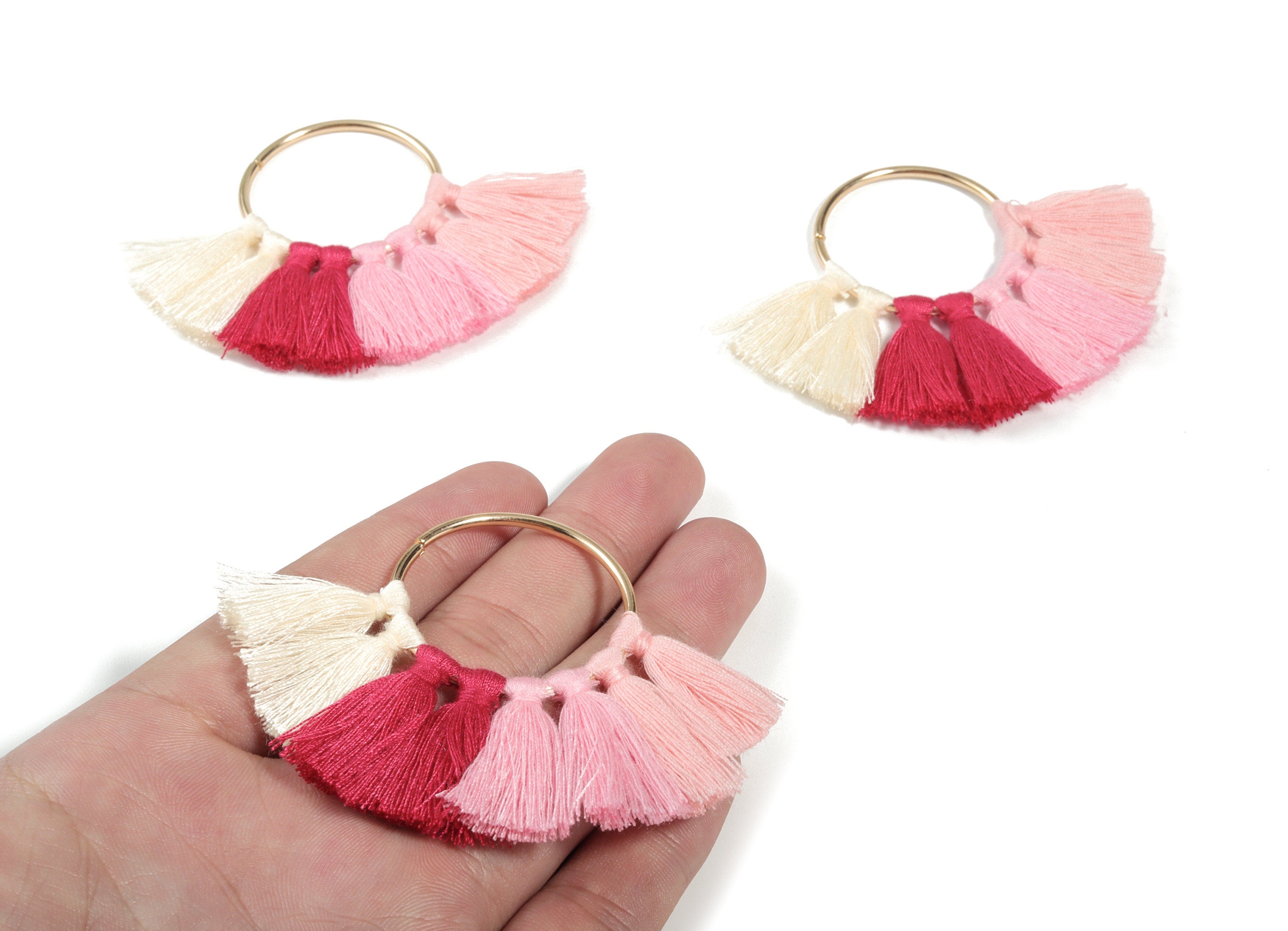 Fan Tassel Earring Charms With Ring - Tassel Earring Pendant - Fan Ring Earrings - Earring Accessories - 55.63x35.45x3.17mm - TS1150G - DOMEDBAZAAR