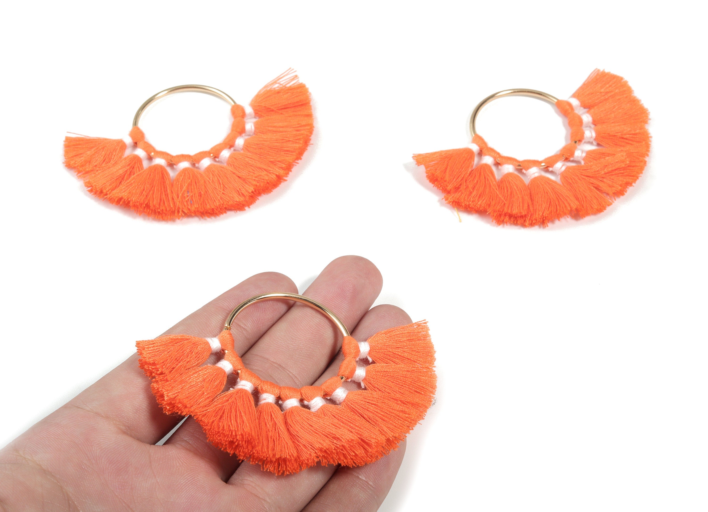 Fan Tassel Earring Charms With Ring - Tassel Earring Pendant - Fan Ring Earrings - Earring Accessories - 55.63x35.45x3.17mm - TS1150H - DOMEDBAZAAR