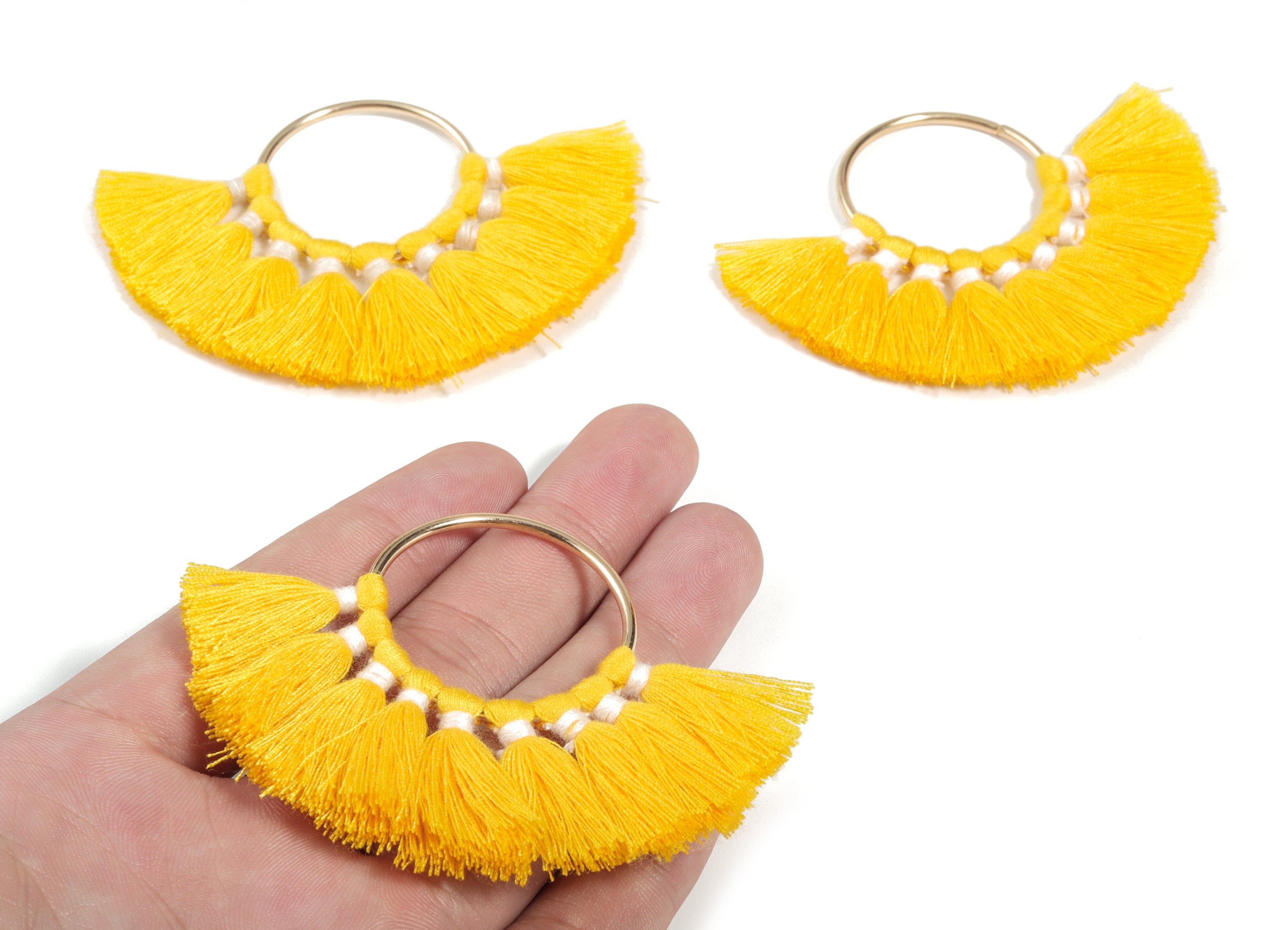 Fan Tassel Earring Charms With Ring - Tassel Earring Pendant - Fan Ring Earrings - Earring Accessories - 55.63x35.45x3.17mm - TS1150K - DOMEDBAZAAR