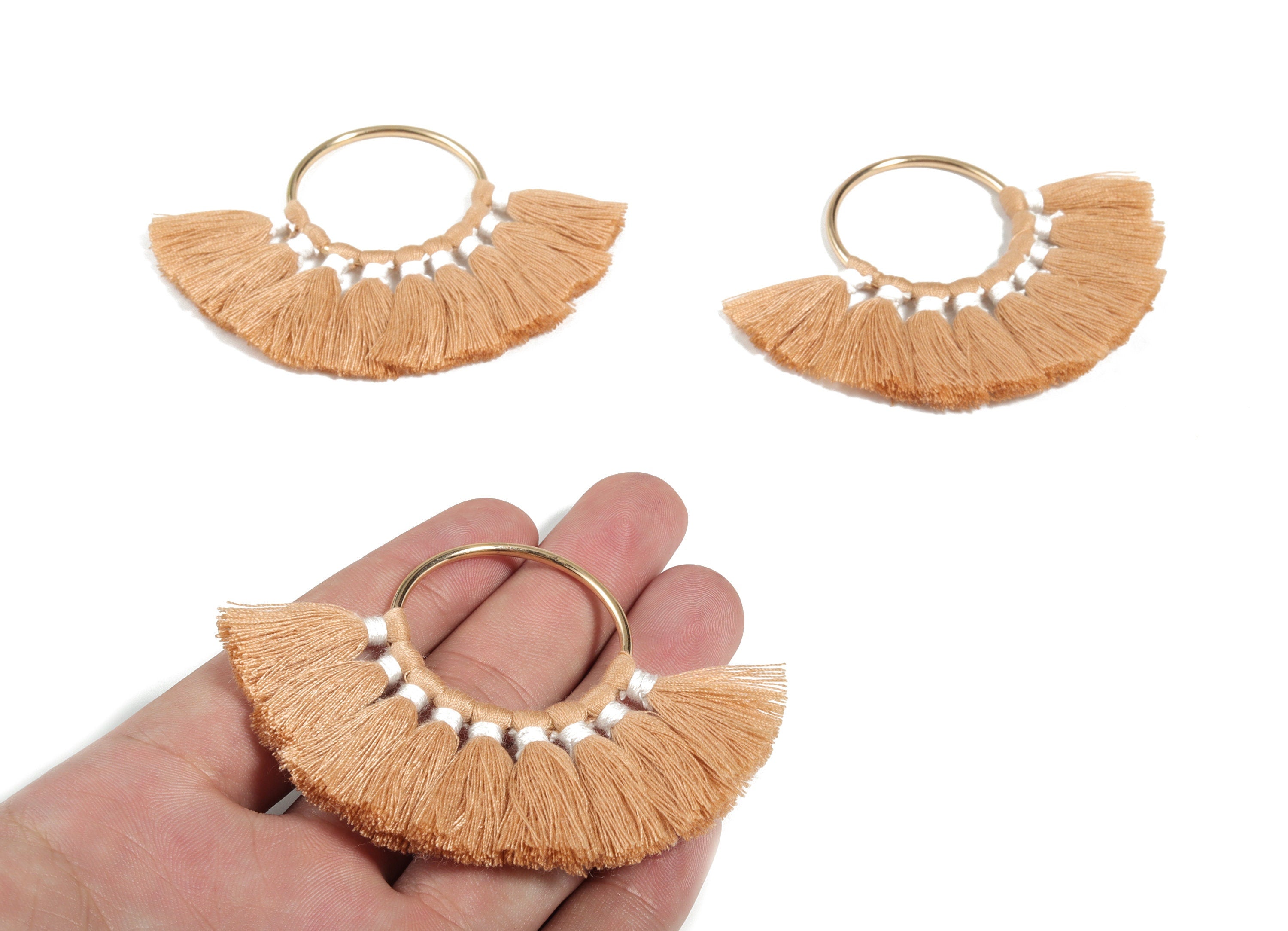 Fan Tassel Earring Charms With Ring - Tassel Earring Pendant - Fan Ring Earrings - Earring Accessories - 55.63x35.45x3.17mm - TS1150L - DOMEDBAZAAR