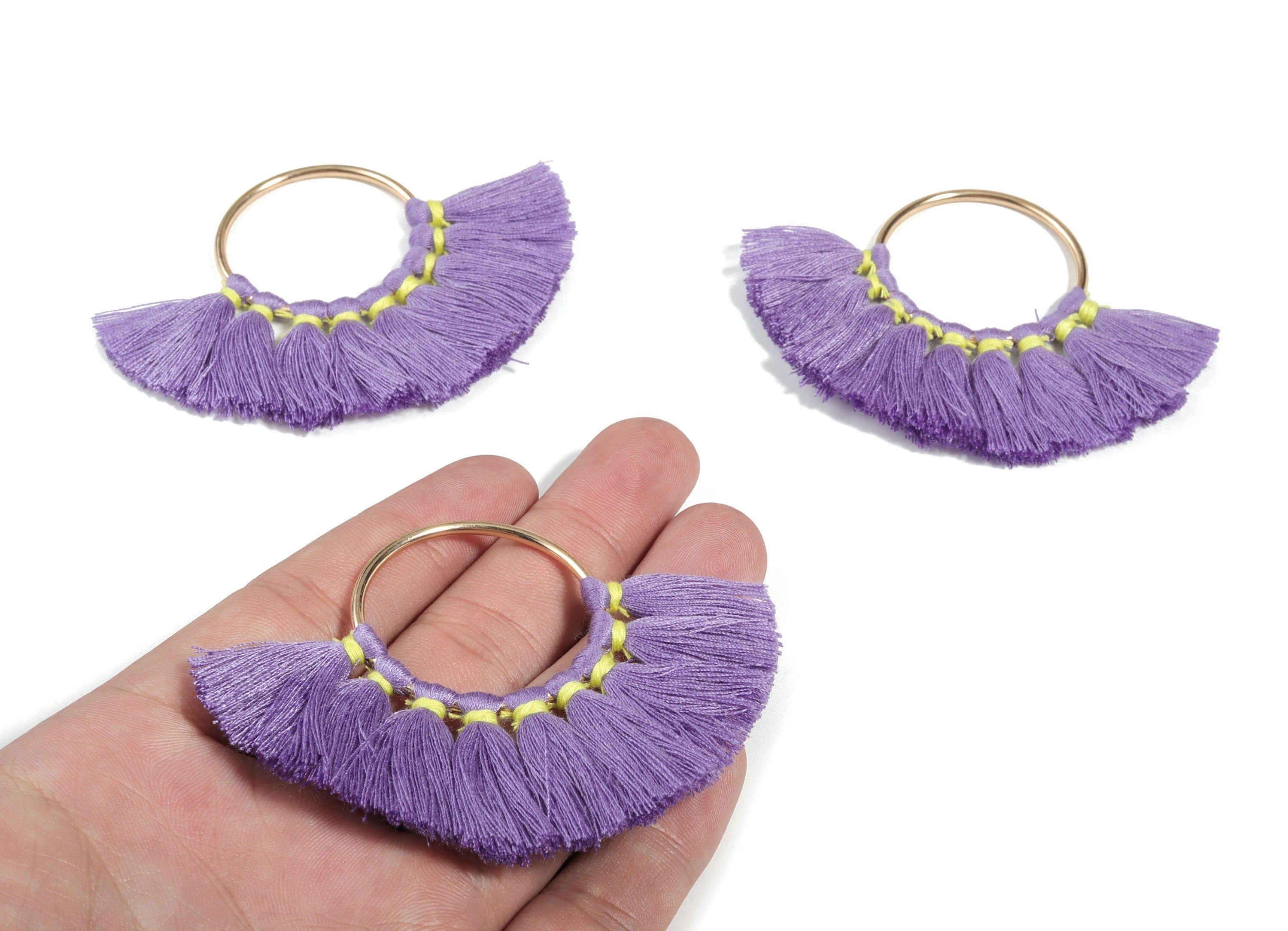 Fan Tassel Earring Charms With Ring - Tassel Earring Pendant - Fan Ring Earrings - Earring Accessories - 55.63x35.45x3.17mm - TS1150M - DOMEDBAZAAR