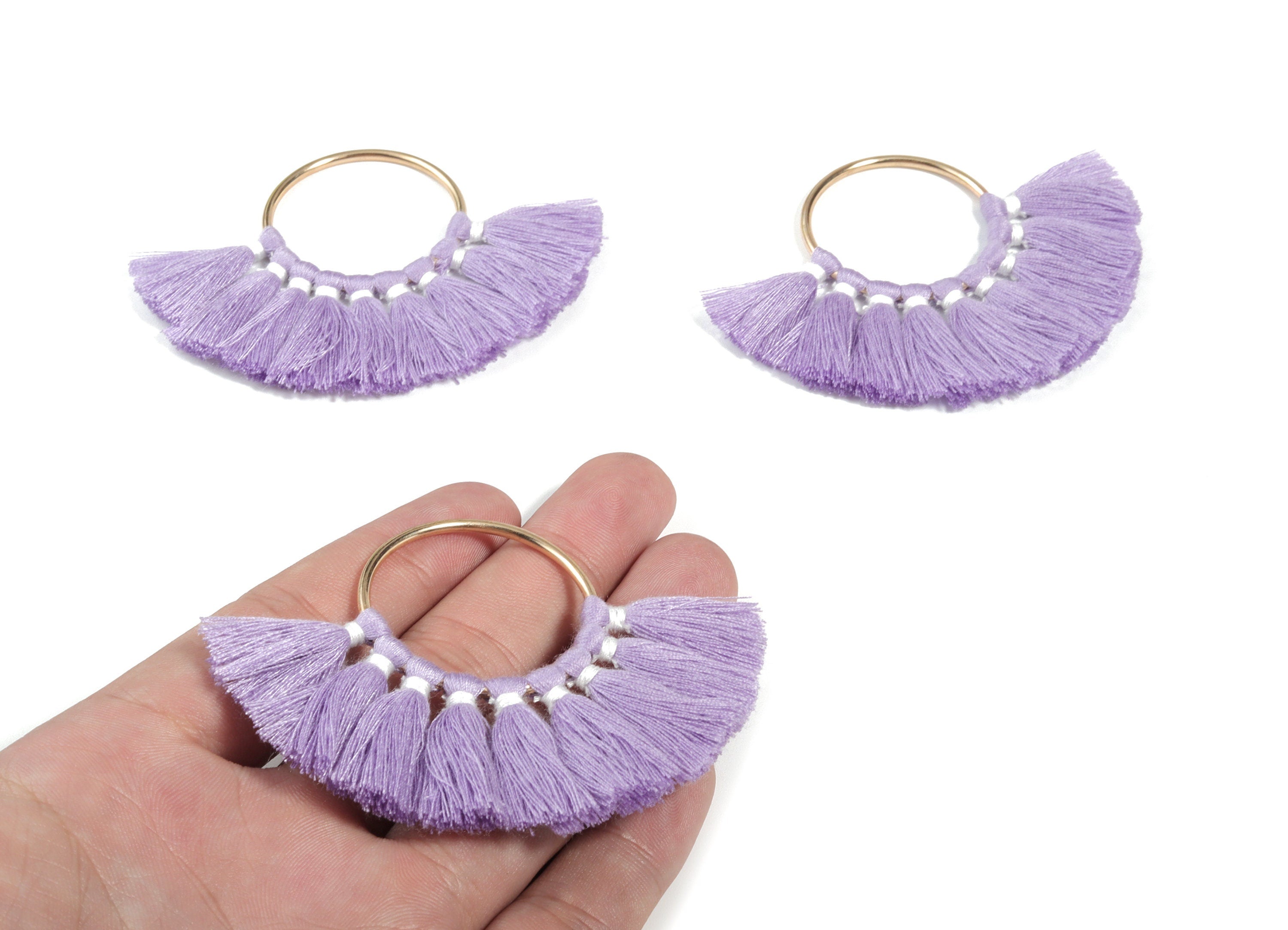 Fan Tassel Earring Charms With Ring - Tassel Earring Pendant - Fan Ring Earrings - Earring Accessories - 55.63x35.45x3.17mm - TS1150N - DOMEDBAZAAR