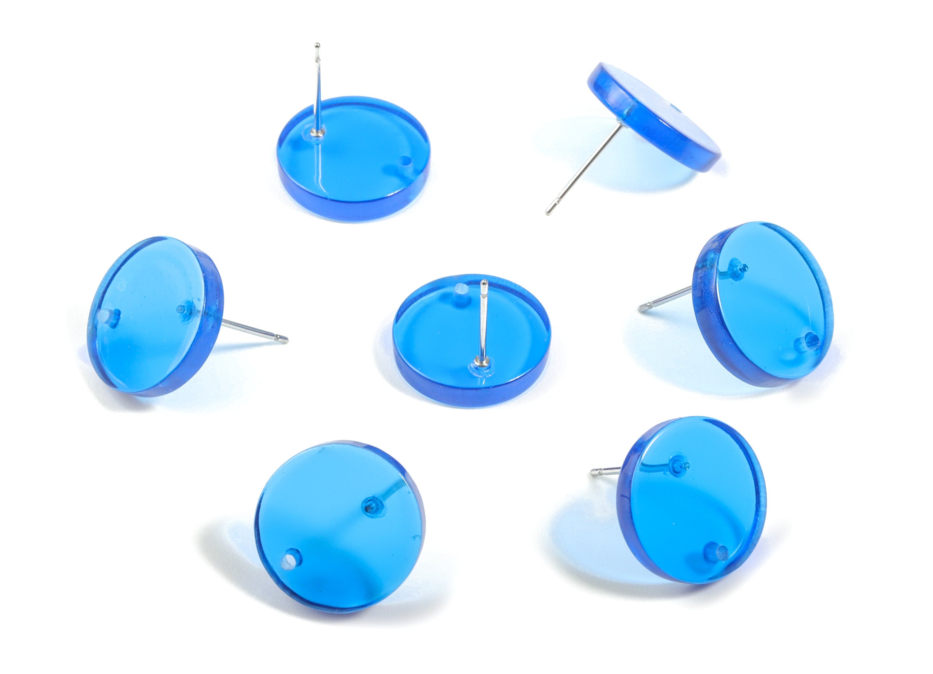 Acrylic Mini Circle Earring Stud - Mini Round Post - Earring Findings - Jewelry Supplies - Color Code:A464 - 14.79x14.79x2.68mm - AC1902C - DOMEDBAZAAR