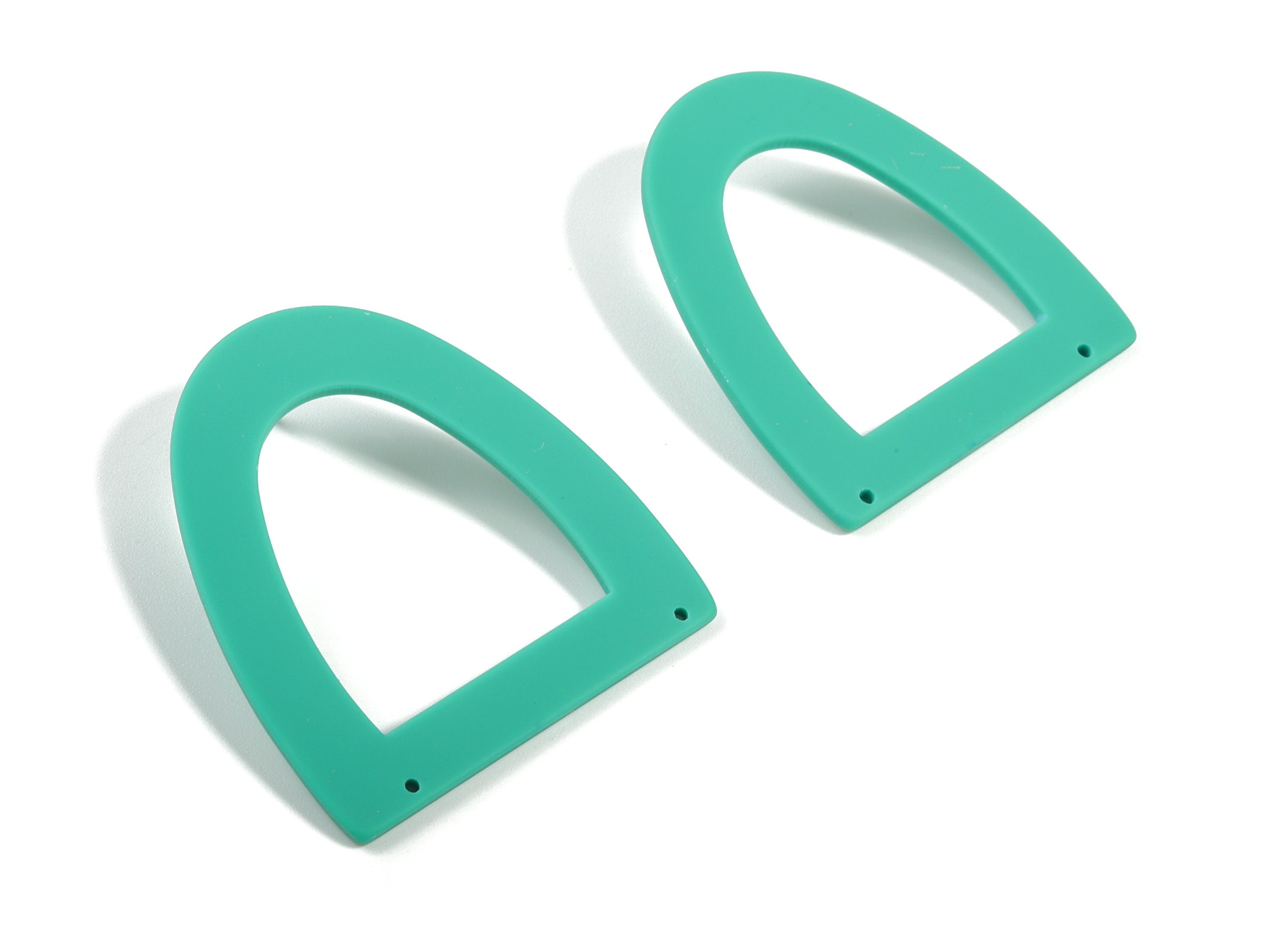 Acrylic Half Ellipse Earring Stud - Matte Semi circle Post - 2 Holes - Jewellery Supplies - Color Code:A478 - 48.93x43.75x2.33mm - AC1877D - DOMEDBAZAAR