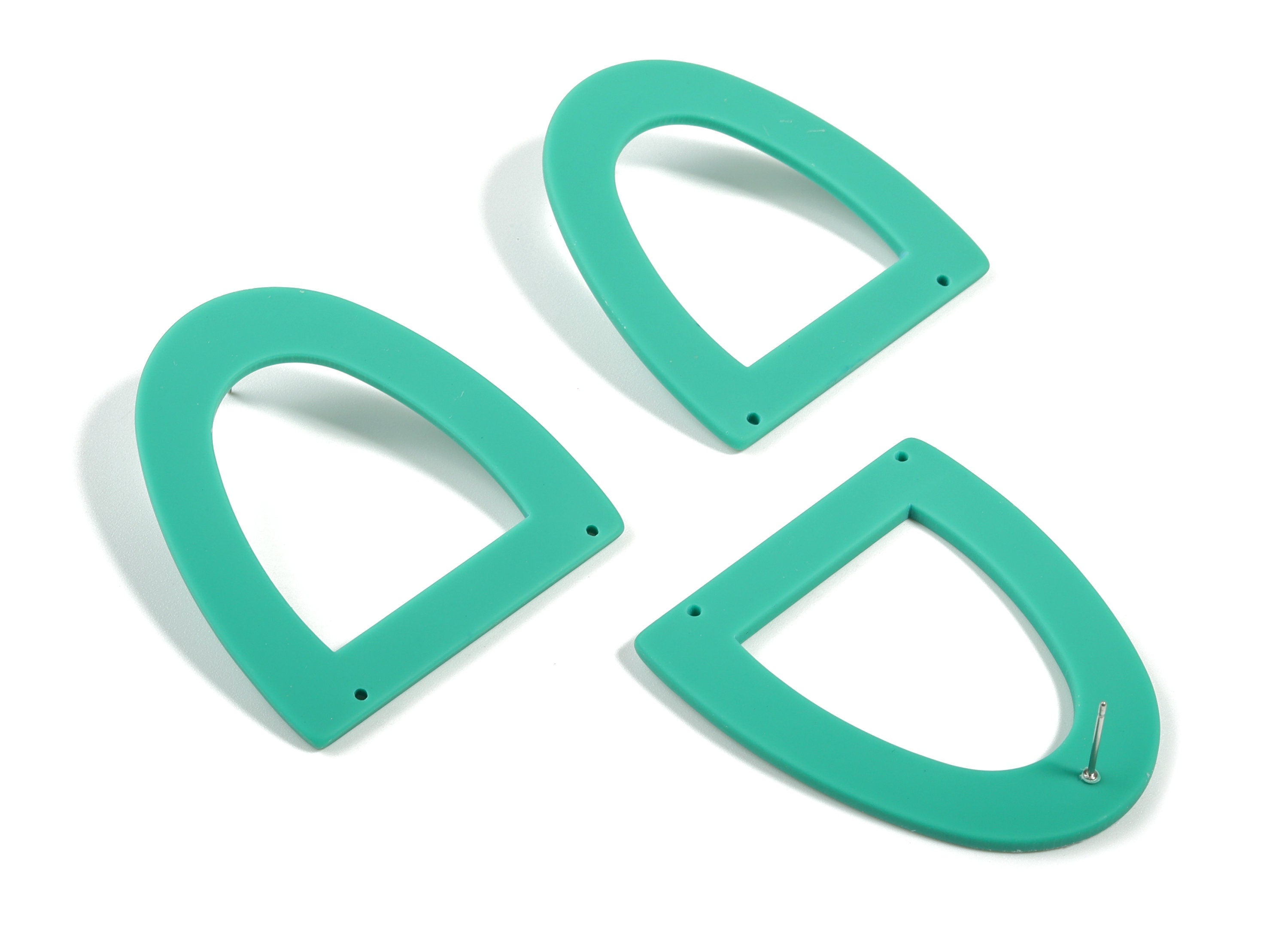 Acrylic Half Ellipse Earring Stud - Matte Semi circle Post - 2 Holes - Jewellery Supplies - Color Code:A478 - 48.93x43.75x2.33mm - AC1877D - DOMEDBAZAAR