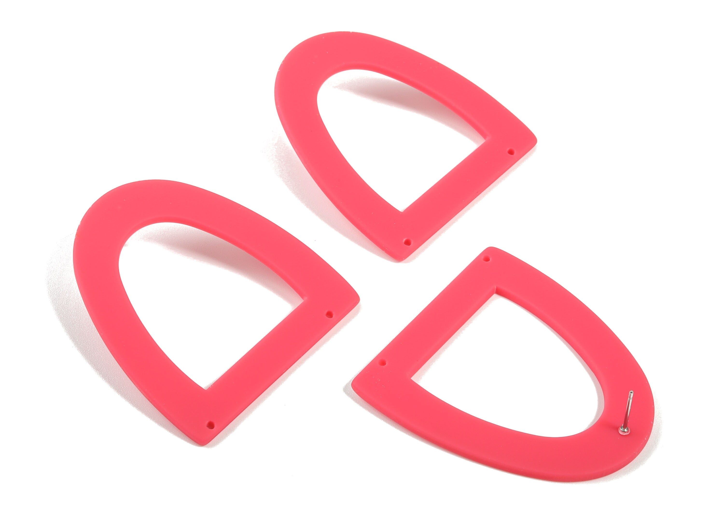 Acrylic Half Ellipse Earring Stud - Matte Semi circle post - 2 Holes - Jewelry Supplies - Color Code:A477 - 48.93x43.75x2.33mm - AC1877A - DOMEDBAZAAR