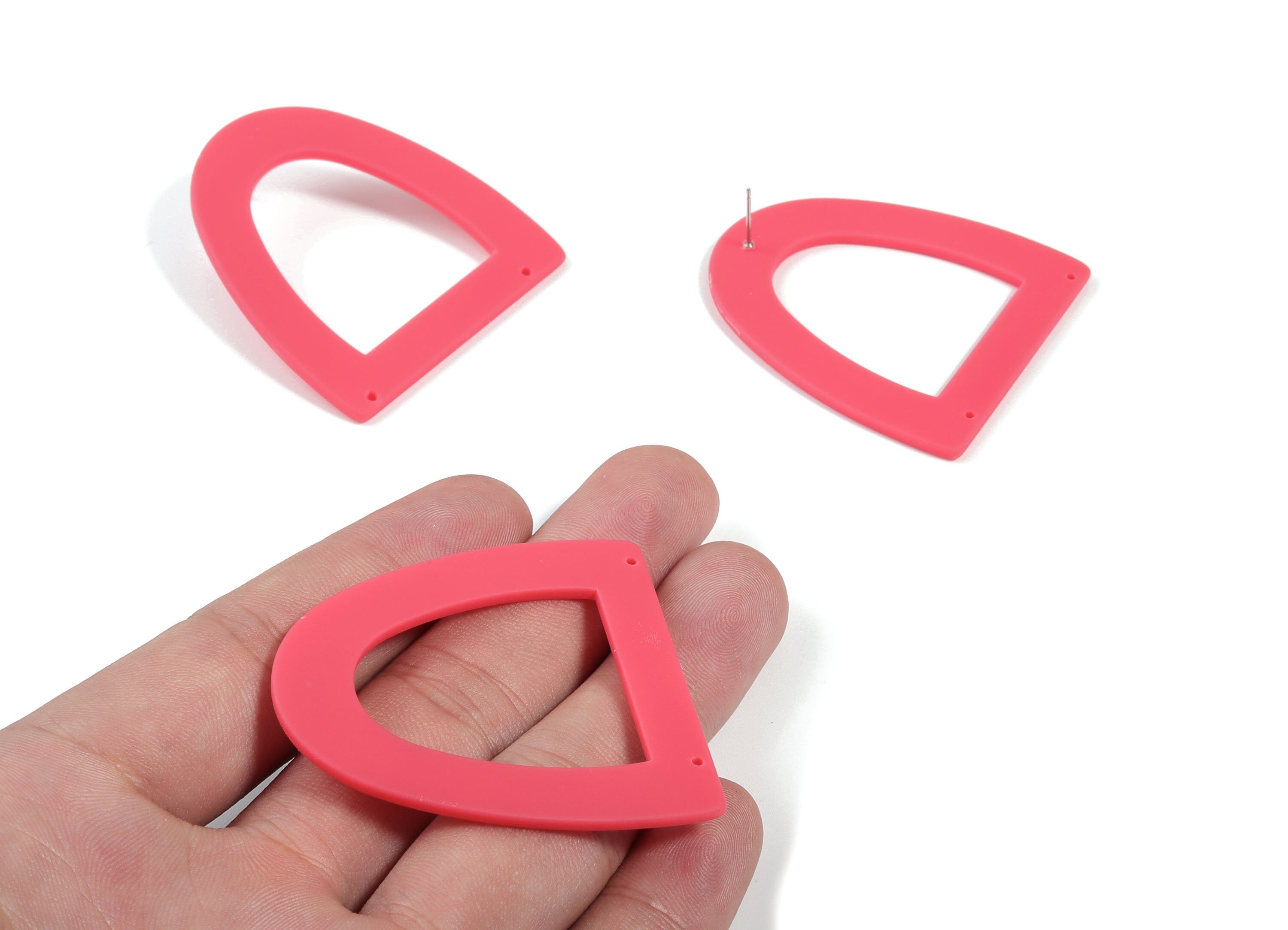 Acrylic Half Ellipse Earring Stud - Matte Semi circle post - 2 Holes - Jewelry Supplies - Color Code:A477 - 48.93x43.75x2.33mm - AC1877A - DOMEDBAZAAR