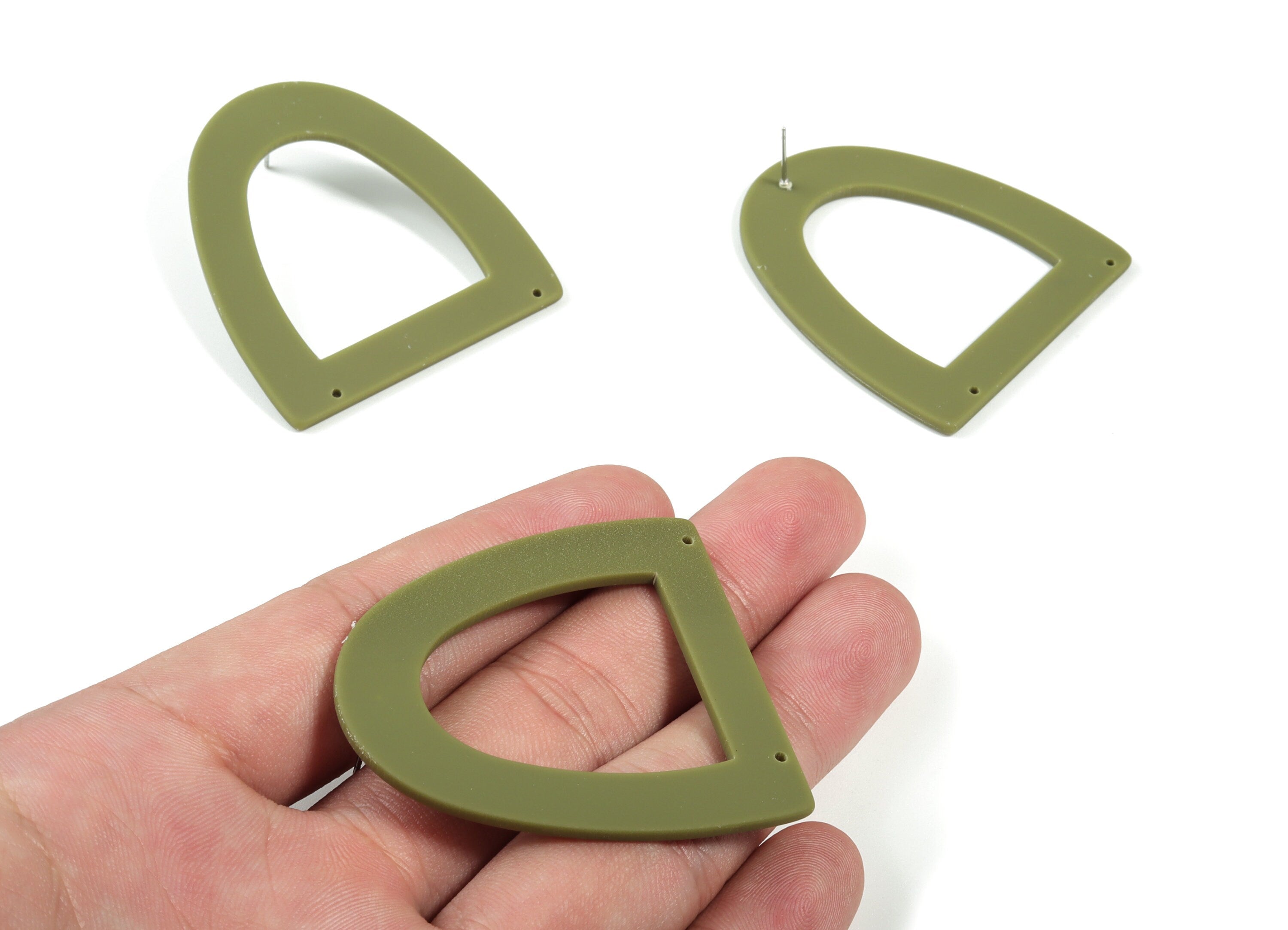 Acrylic Half Ellipse Earring Stud - Matte Semi circle Post - 2 Holes - Jewellery Supplies - Color Code:A477 - 48.93x43.75x2.33mm - AC1877B - DOMEDBAZAAR