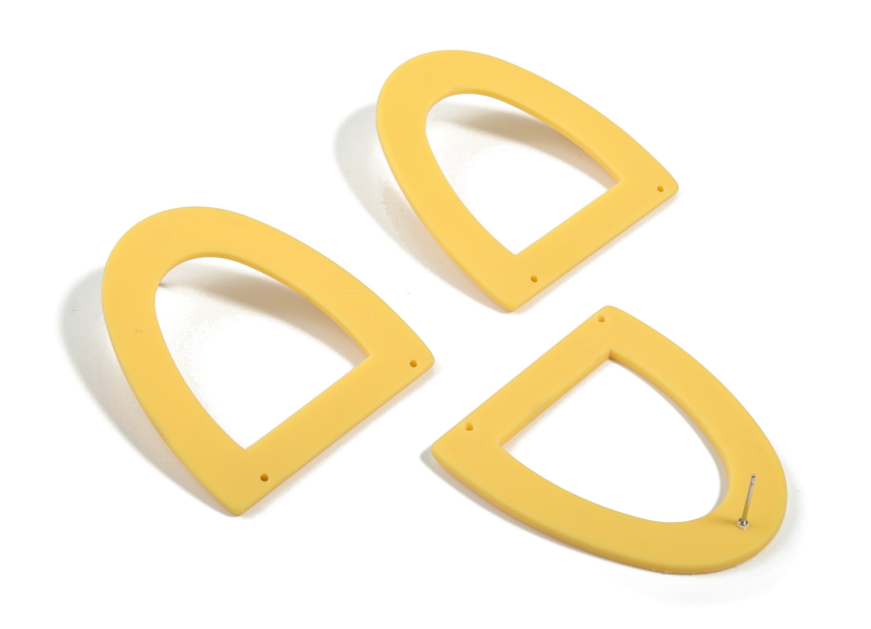 Acrylic Half Ellipse Earring Stud - Matte Semi circle post - 2 Holes - Jewelry Supplies - Color Code:A474 - 48.93x43.75x2.33mm - AC1877C - DOMEDBAZAAR