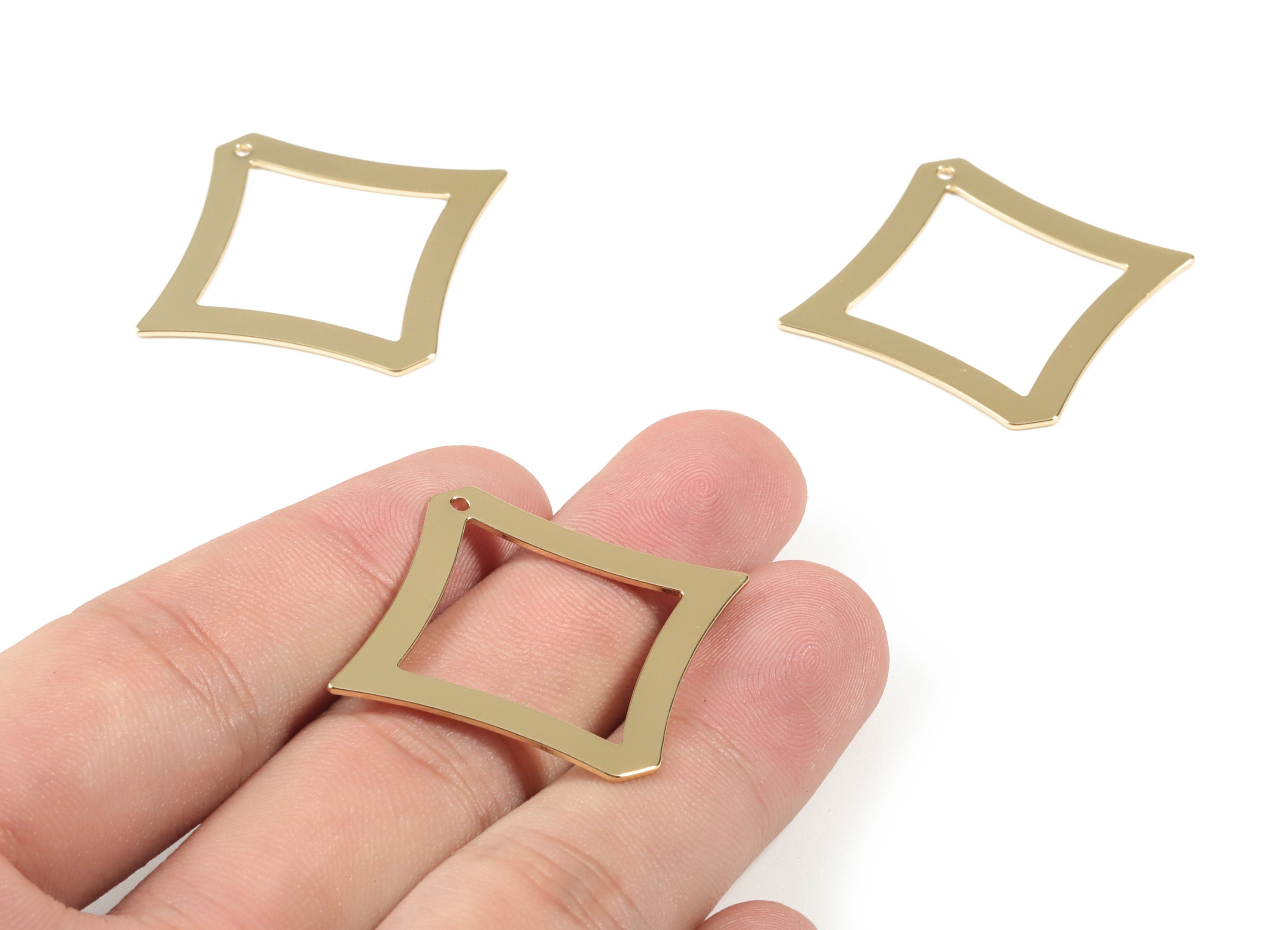 Brass Square Earring Charms - Square Pendant - Gold Tone Plated Brass - Earrings Finding - Jewelry Supplies - 39.62x34.64x0.88mm - PPM1929G - DOMEDBAZAAR