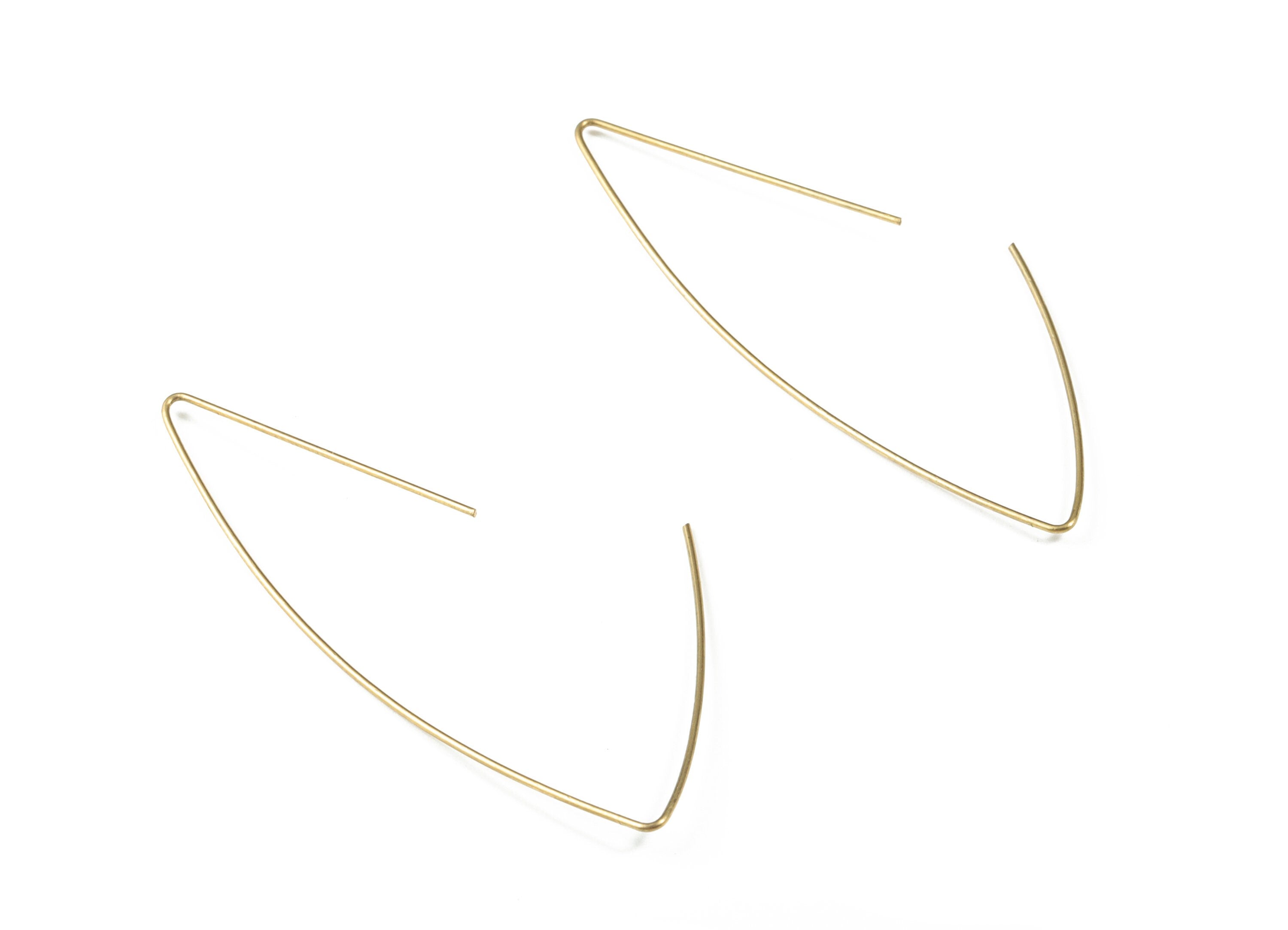 Brass Wire Ear Hook - Raw Brass Geometric Earring Wires - Perfect For VINYL Heishi Beads Clay Disc - Jewelry Supplies - 62x21x0.7mm - PP3561 - DOMEDBAZAAR