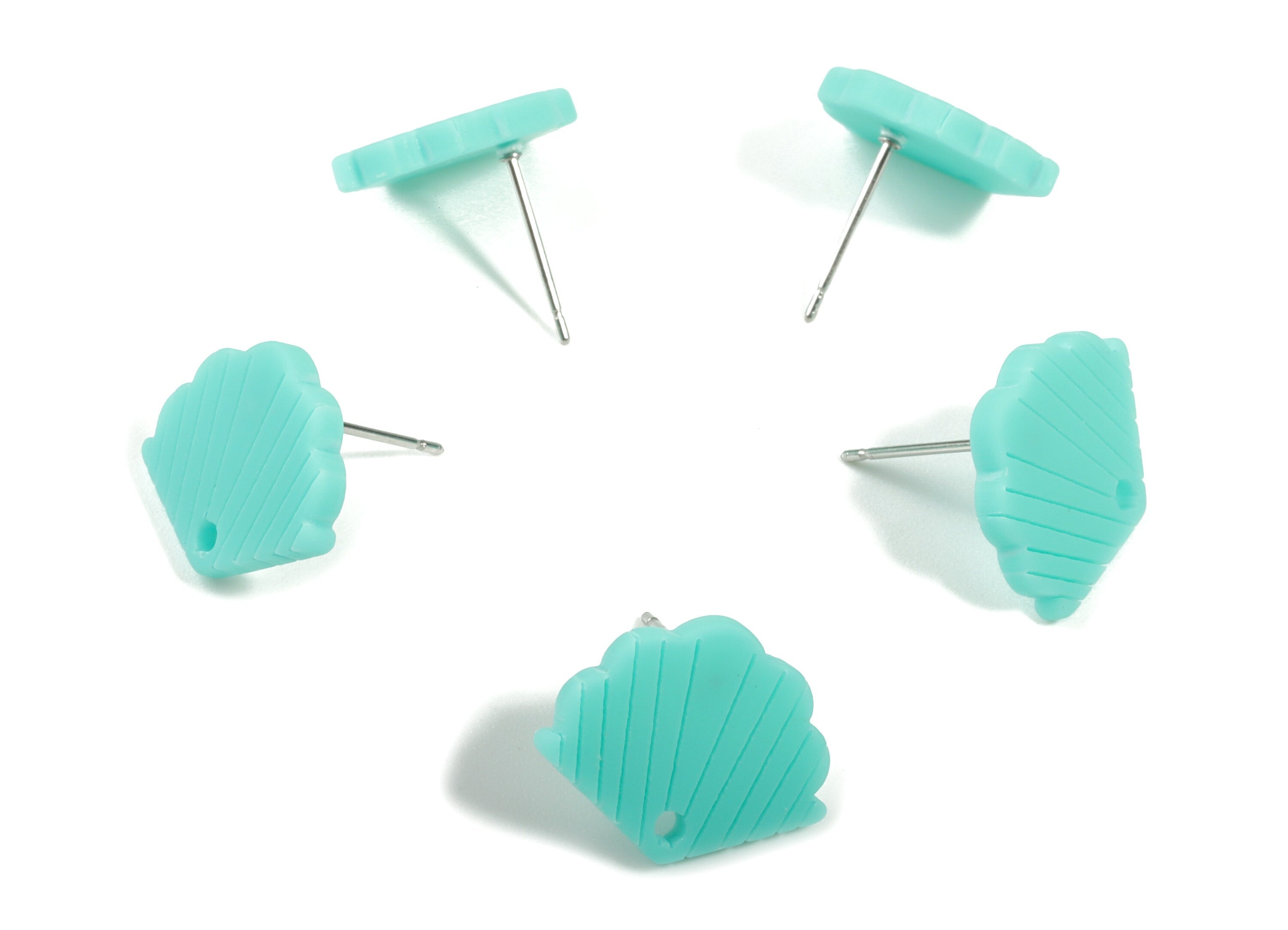 Acrylic Mini Shell Earring Stud - Matte Sheall Post - Earring Post - Jewelry Supplies - Color Code:A467 - 17.03x13.77x2.29mm - AC1898B - DOMEDBAZAAR