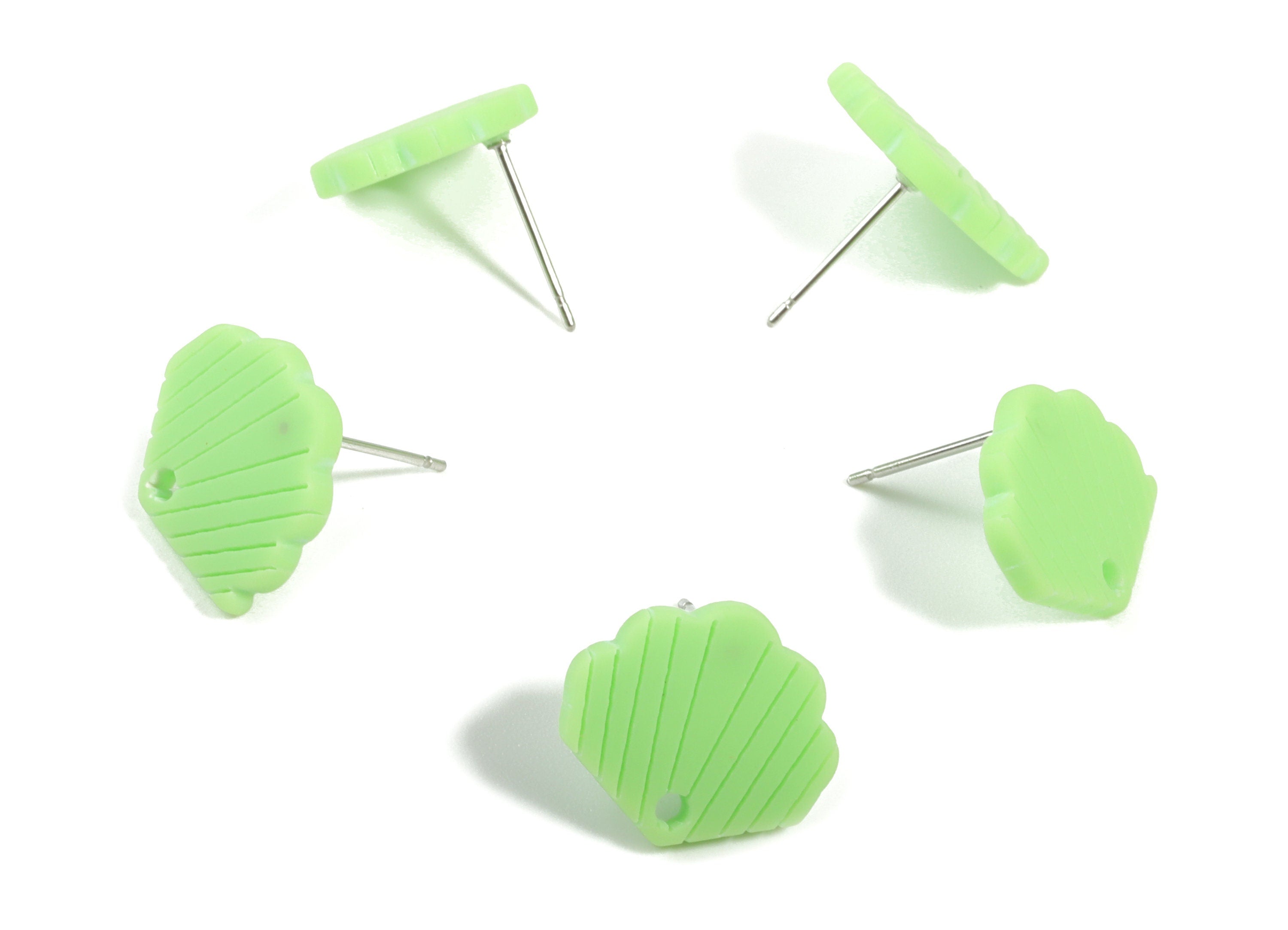 Acrylic Mini Shell Earring Stud - Matte Sheall Post - Earring Post - Jewelry Supplies - Color Code:A469 - 17.03x13.77x2.29mm - AC1898D - DOMEDBAZAAR