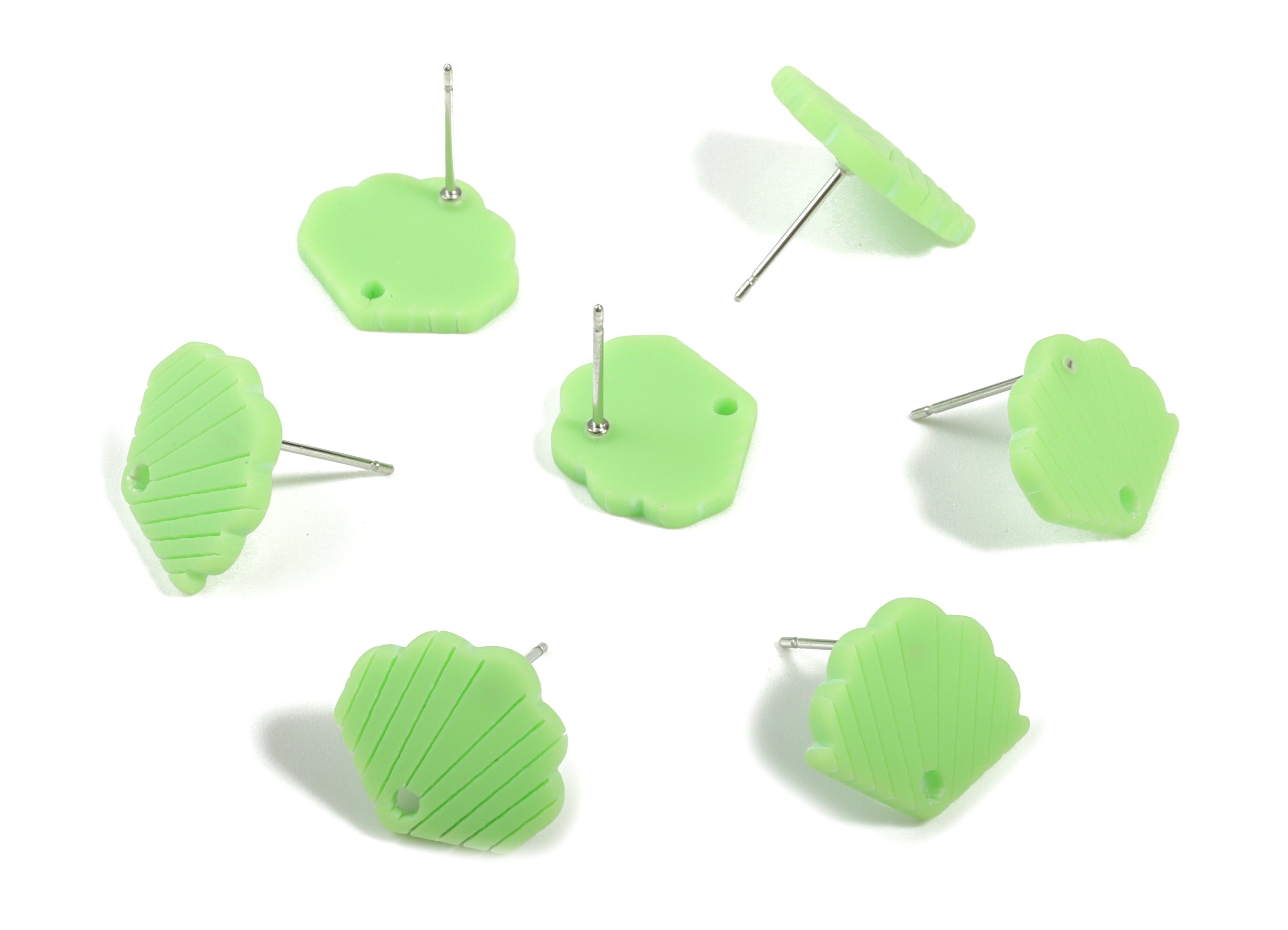 Acrylic Mini Shell Earring Stud - Matte Sheall Post - Earring Post - Jewelry Supplies - Color Code:A469 - 17.03x13.77x2.29mm - AC1898D - DOMEDBAZAAR