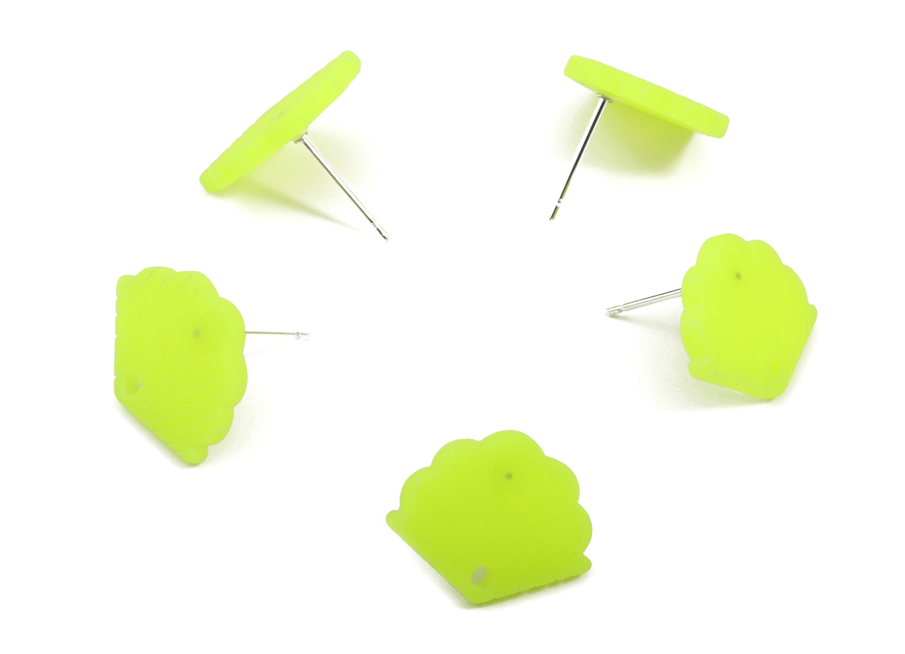 Acrylic Mini Shell Earring Stud - Matte Sheall Post - Earring Post - Jewelry Supplies - Color Code:A470 - 17.03x13.77x2.29mm - AC1898E - DOMEDBAZAAR