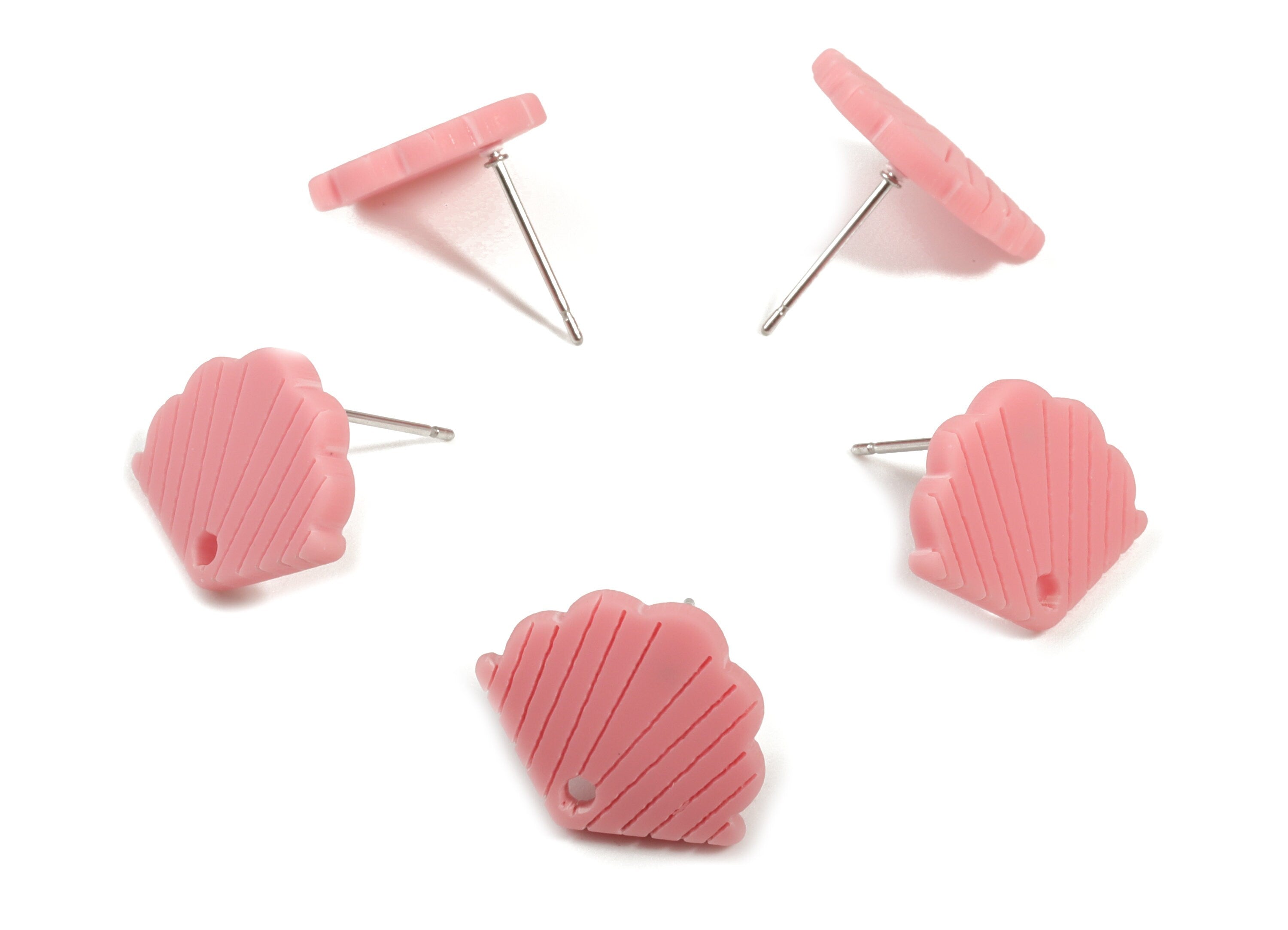 Acrylic Mini Shell Earring Stud - Matte Sheall Post - Earring Post - Jewelry Supplies - Color Code:A471 - 17.03x13.77x2.29mm - AC1898F - DOMEDBAZAAR