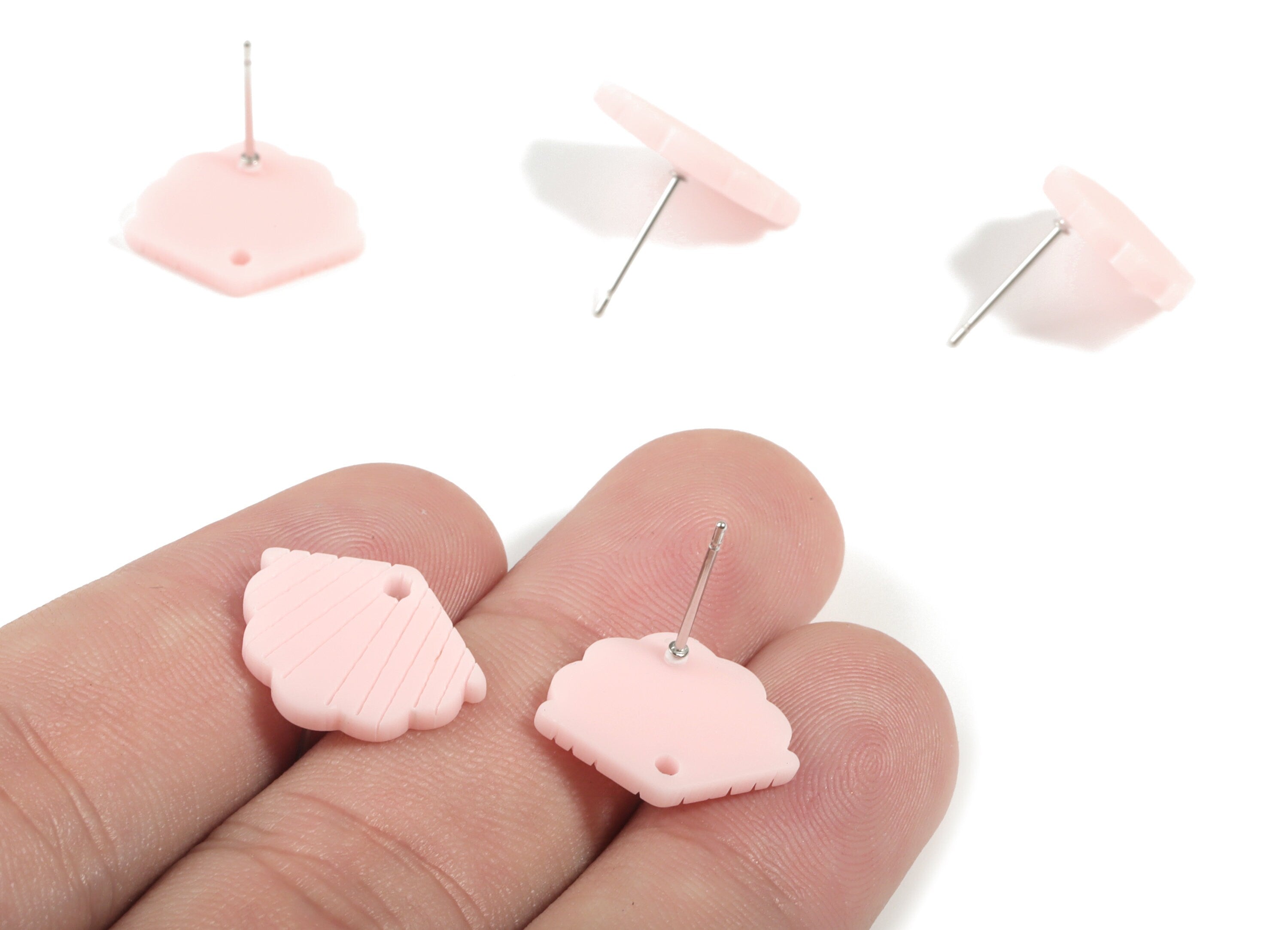 Acrylic Mini Shell Earring Stud - Matte Sheall Post - Earring Post - Jewelry Supplies - Color Code:A473 - 17.03x13.77x2.29mm - AC1898H - DOMEDBAZAAR