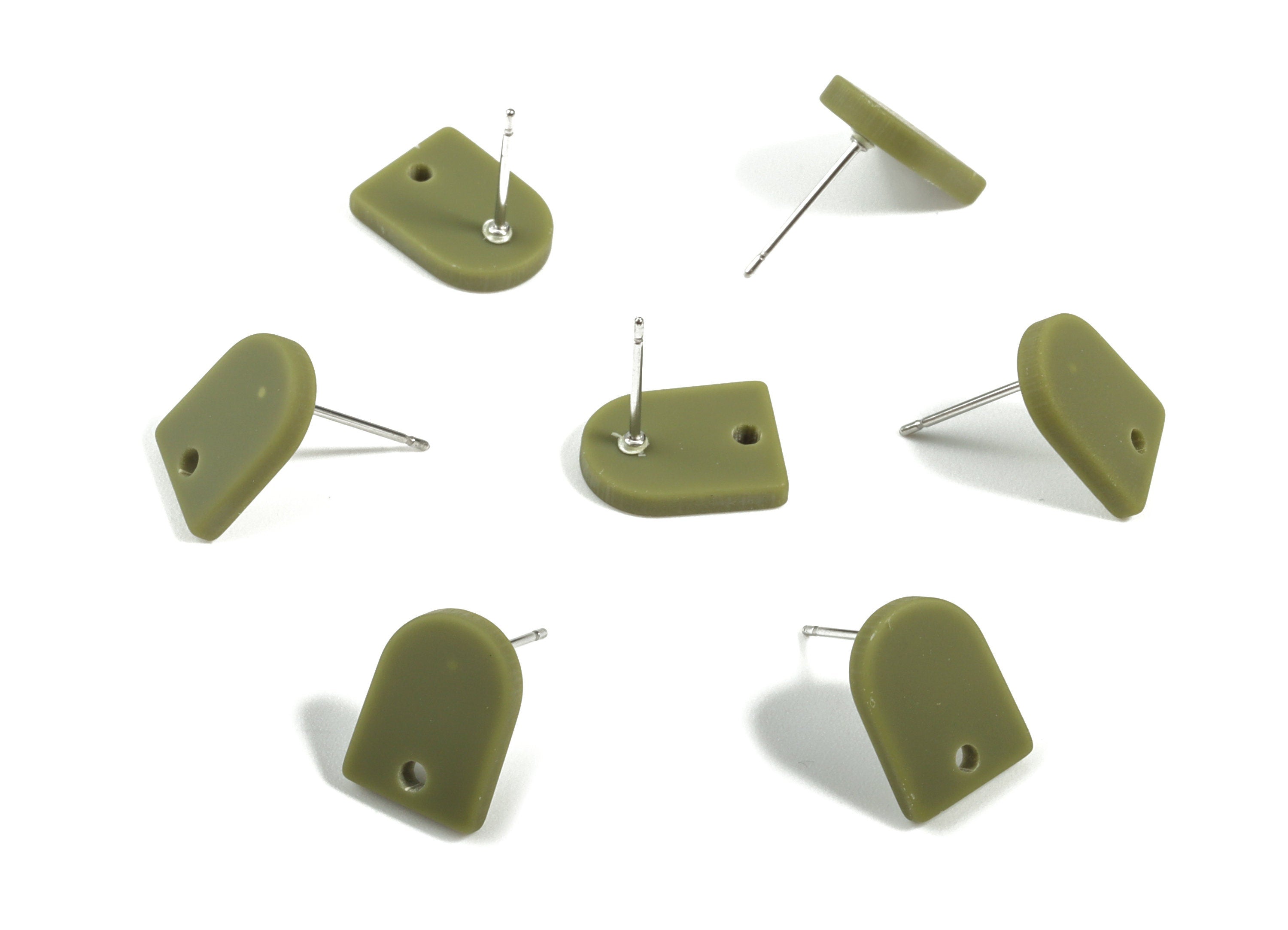 Acrylic Mini D E arring Stud- Matte Semi Circle Earring Post - Jewelry Supplies - Color Code:A476 - 12.66x9.44x2.23mm - AC1882B - DOMEDBAZAAR