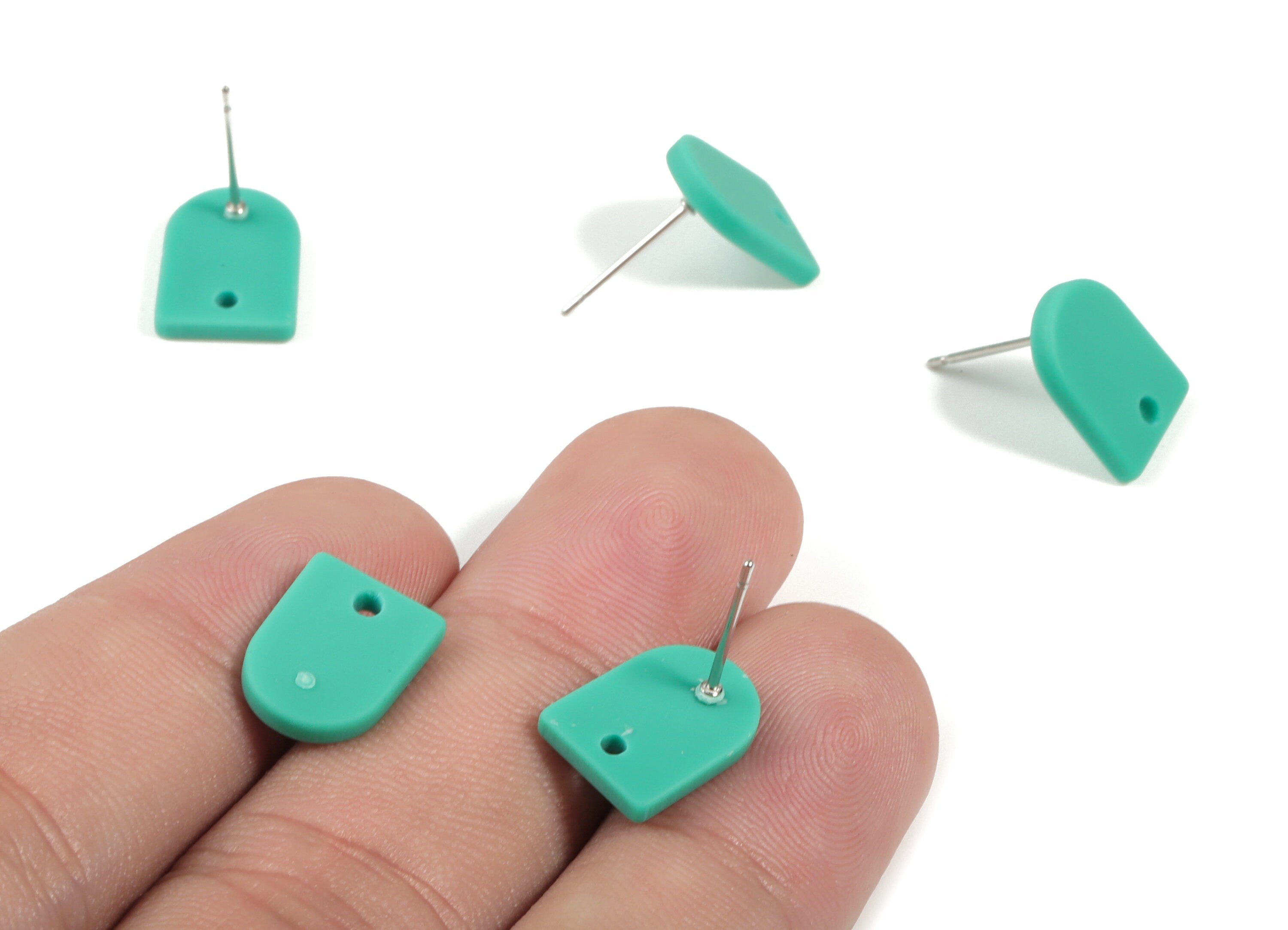 Acrylic Mini D Earring Stud - Matte Semi Circle Earring Post - Jewelry Supplies - Color Code:A478 - 12.66x9.44x2.23mm - AC1882D - DOMEDBAZAAR