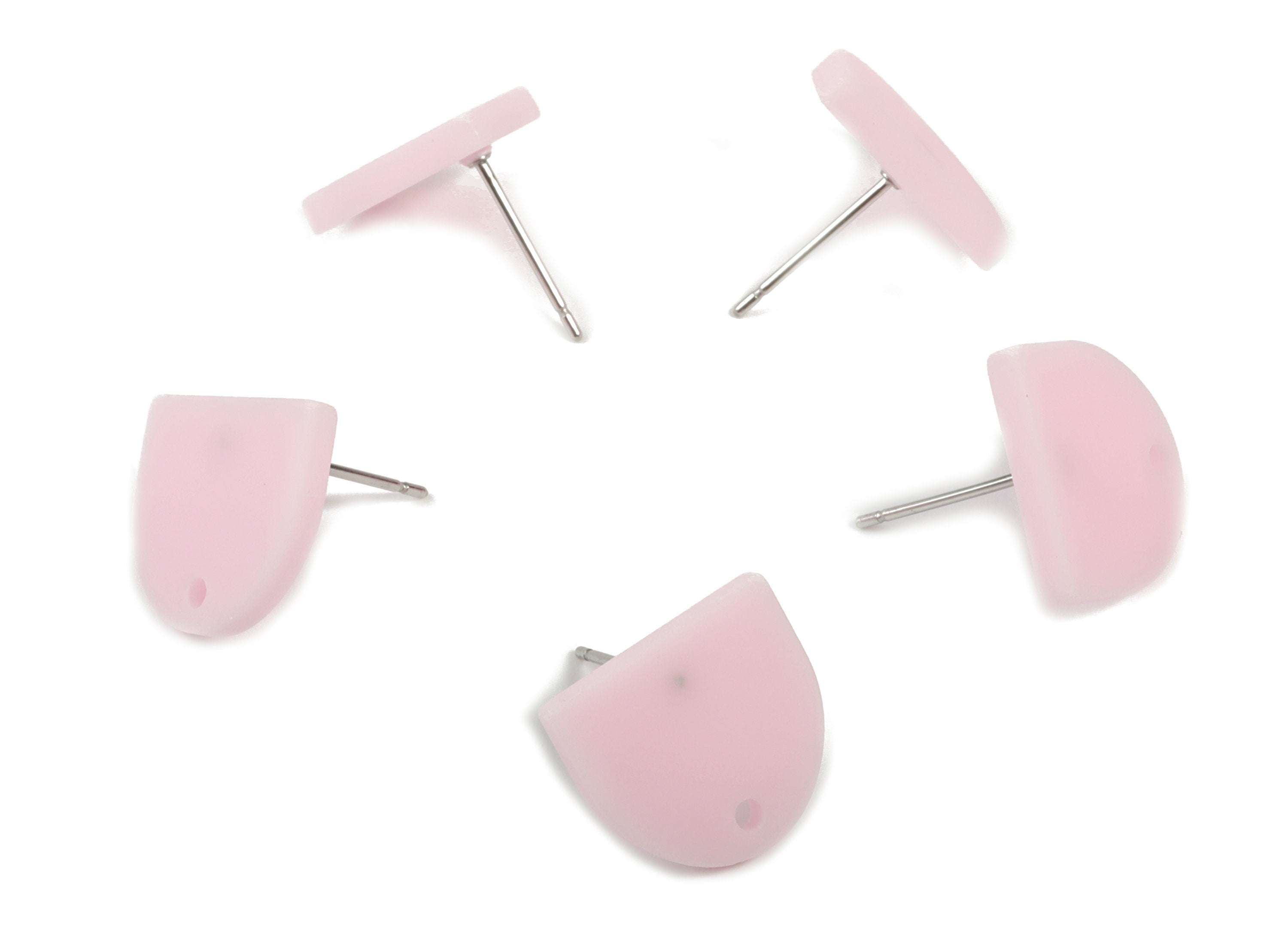 Acrylic Mini D Earring Stud - Matte Semi Circle Earring Post - Jewelry Supplies - Color Code:A473 - 13.73x12.7x2.3mm - AC1889A - DOMEDBAZAAR