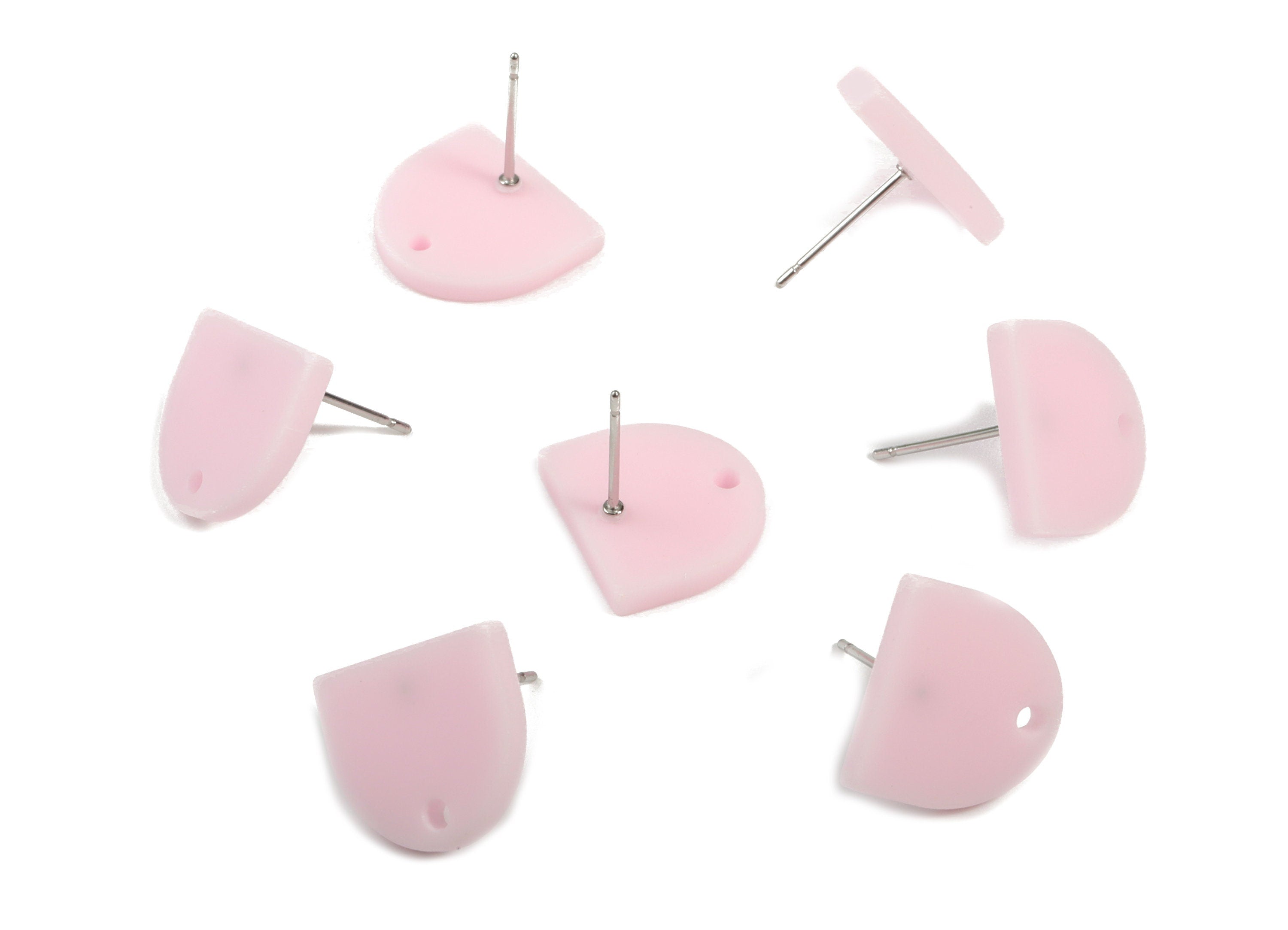 Acrylic Mini D Earring Stud - Matte Semi Circle Earring Post - Jewelry Supplies - Color Code:A473 - 13.73x12.7x2.3mm - AC1889A - DOMEDBAZAAR