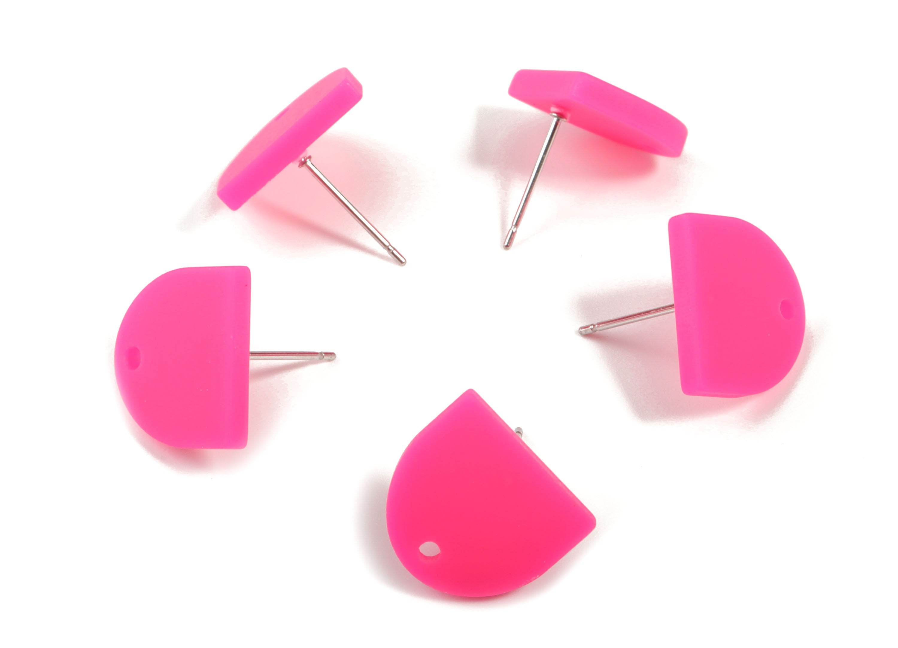 Acrylic Mini D Earring Stud - Matte Semi Circle Earring Post - Jewelry Supplies - Color Code:A472 - 13.73x12.7x2.3mm - AC1889D - DOMEDBAZAAR