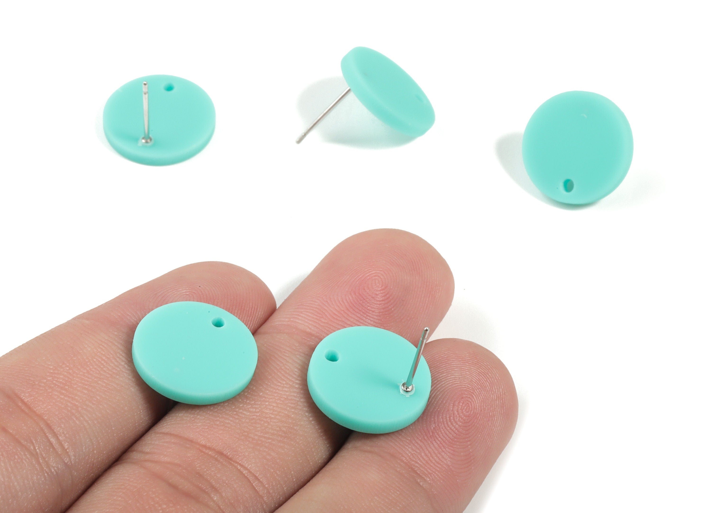 Acrylic Mini Round Earring Stud - Matte Circle Earring Post - Jewelry Supplies - Color Code:A467 - 14.64x14.64x2.17mm - AC1888E - DOMEDBAZAAR