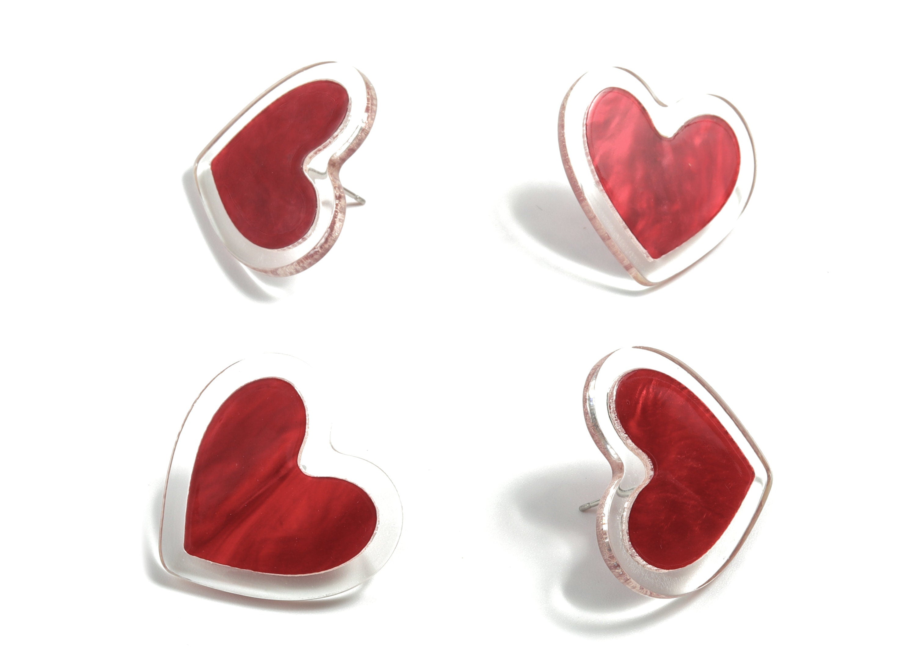 Acrylic Heart Earring Stud - Heart Earring Post - Earring Post - Jewelry Supplies - 27.8x25.99x2.5mm - AC1930A - DOMEDBAZAAR