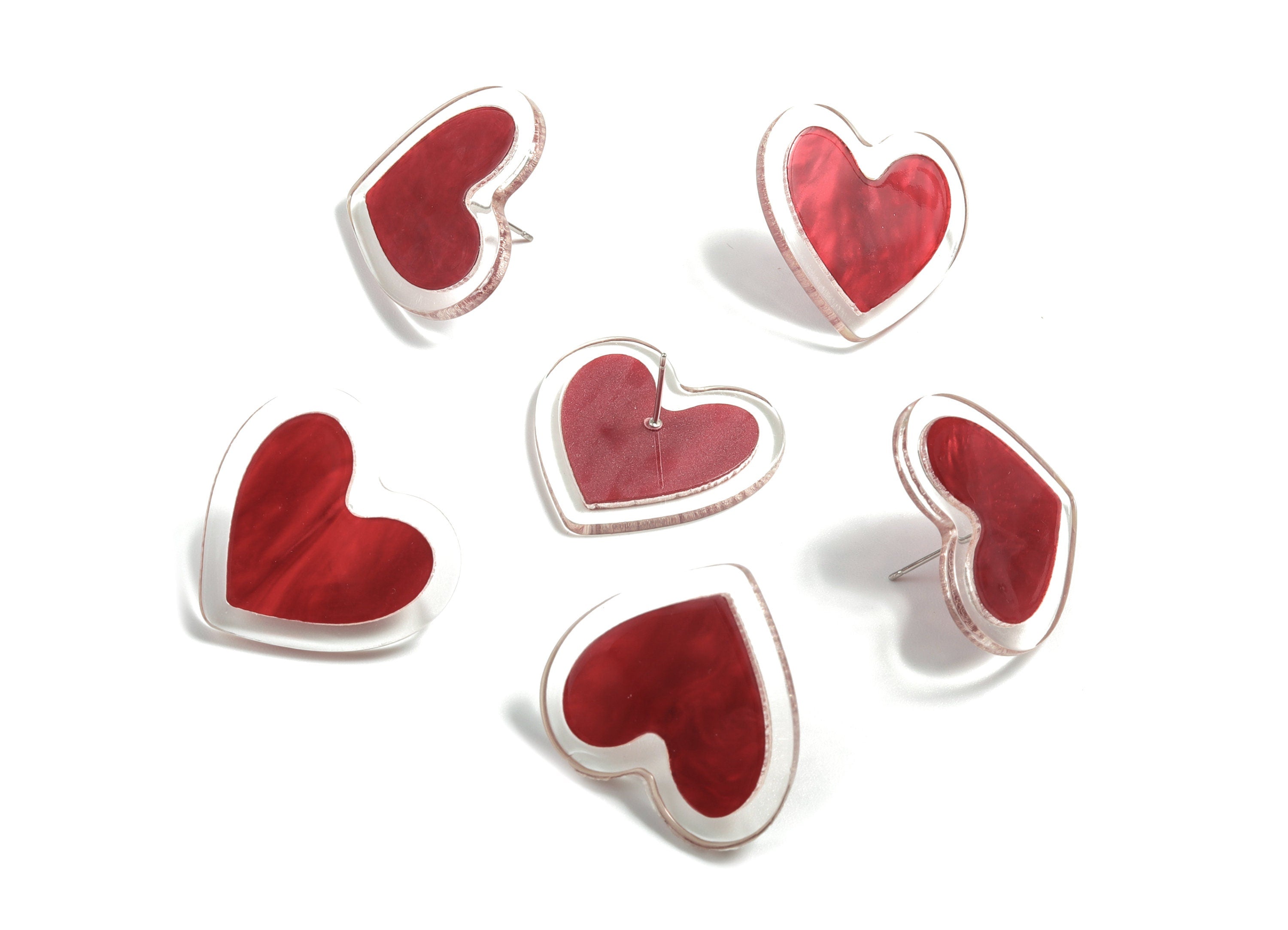 Acrylic Heart Earring Stud - Heart Earring Post - Earring Post - Jewelry Supplies - 27.8x25.99x2.5mm - AC1930A - DOMEDBAZAAR