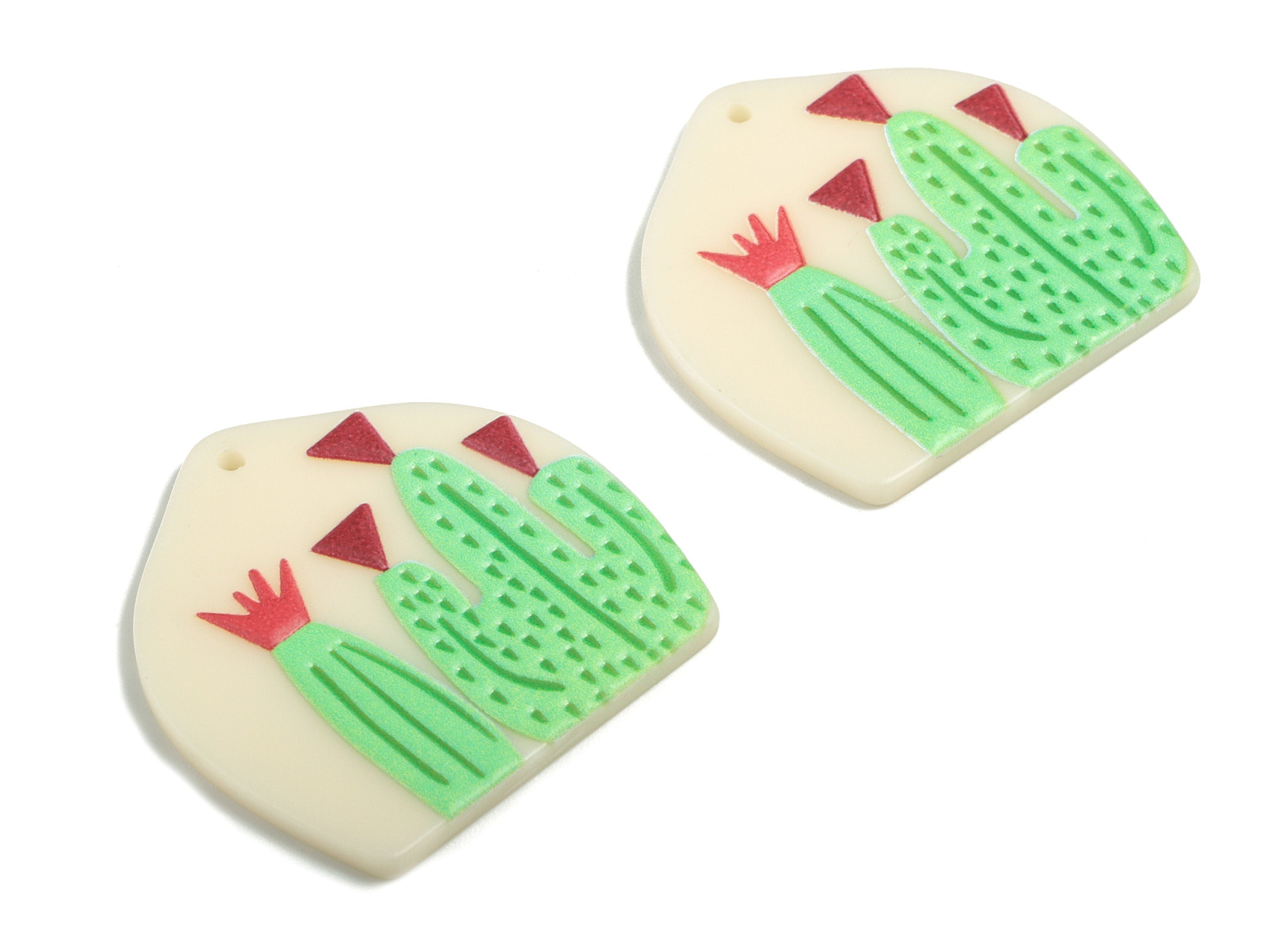 Acrylic Geometric Charms - Printing Flower Earring and Pandant - Earring Findings - Jewelry Supplies - 31.39x30.84x2.56mm - AC1942A - DOMEDBAZAAR