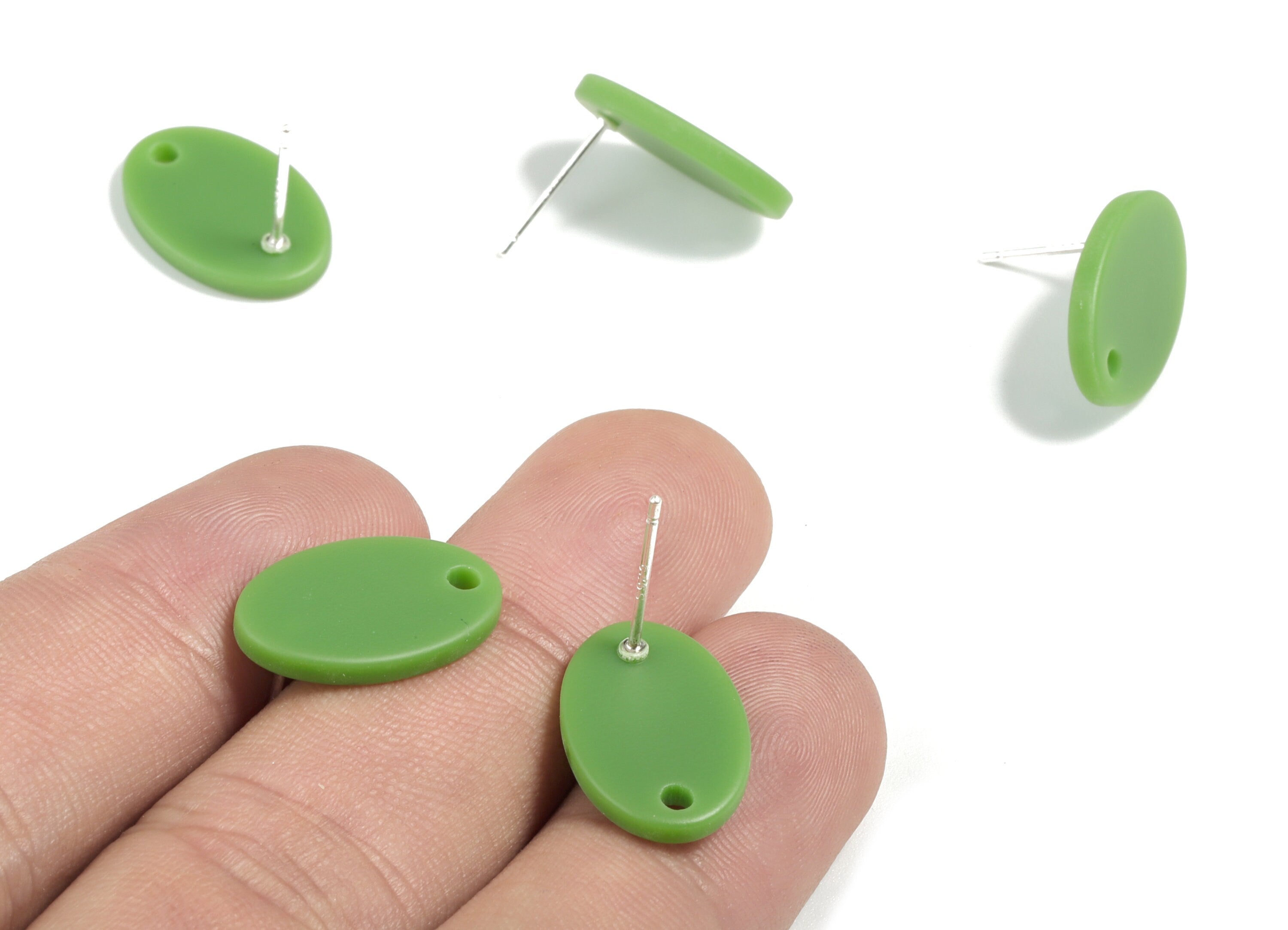 Acrylic Oval Earring Post - Acrylic Oval Earring Stud - Earring Post - Jewelry Supplies - 17.58x11.72x2.23mm - AC1954A - DOMEDBAZAAR