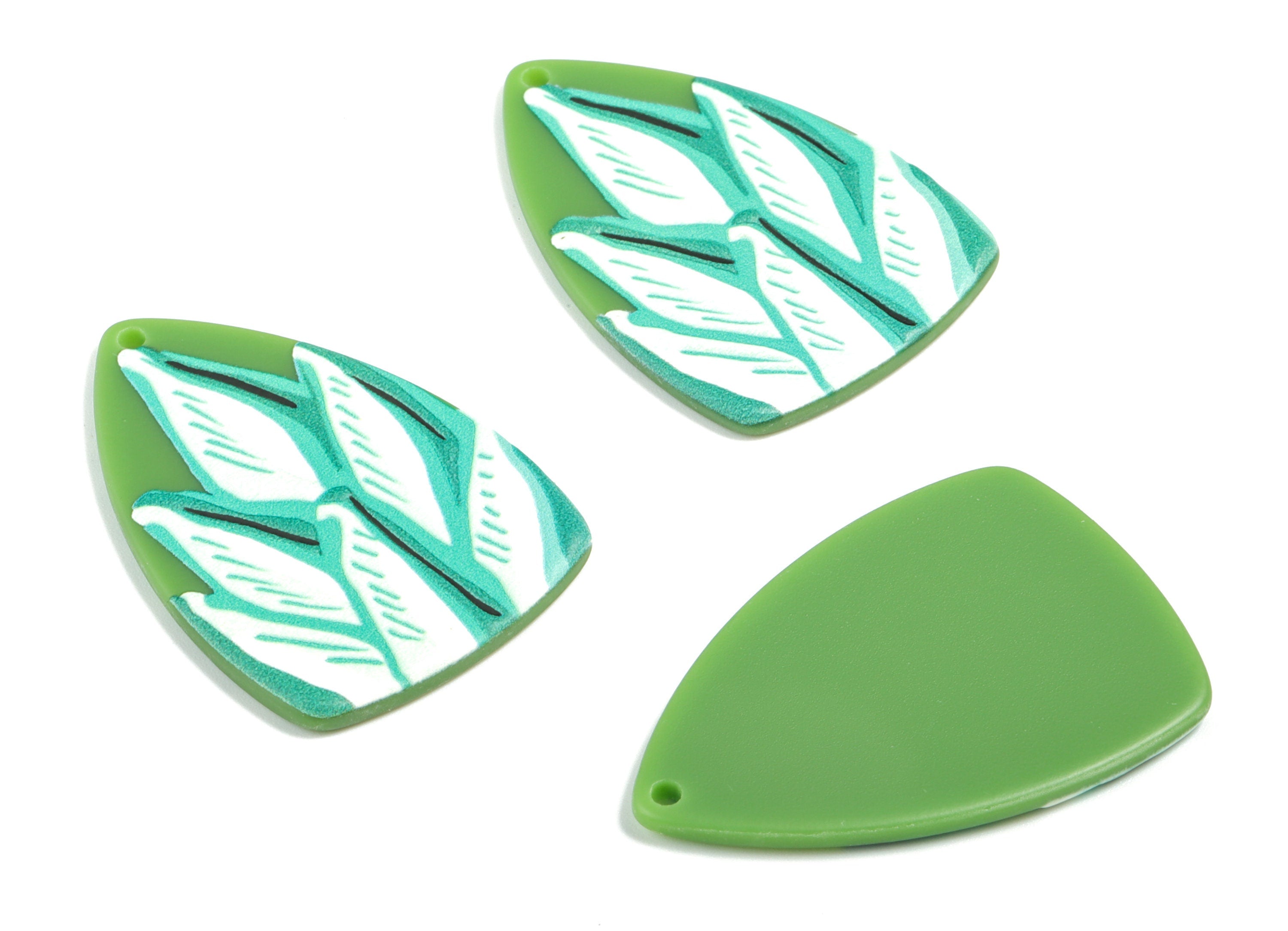 Acrylic Flower Earring Charms - Printing Flower Acrylic Charm - Earring Findings - Jewelry Supplies - 40.74x27.93x2.59mm - AC1955A - DOMEDBAZAAR